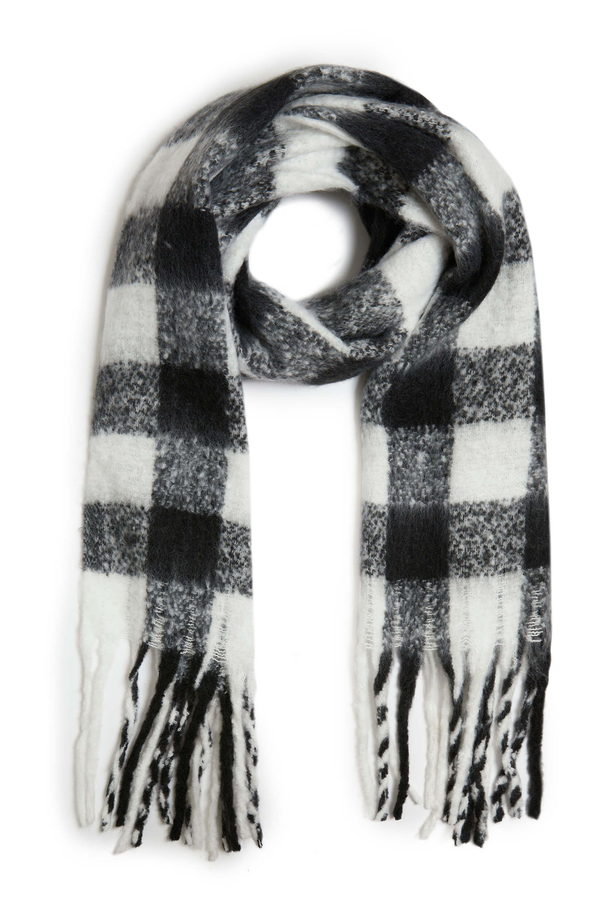 Women’s Black / White Buffalo Check Pattern Scarf Black-White One Size James Lakeland