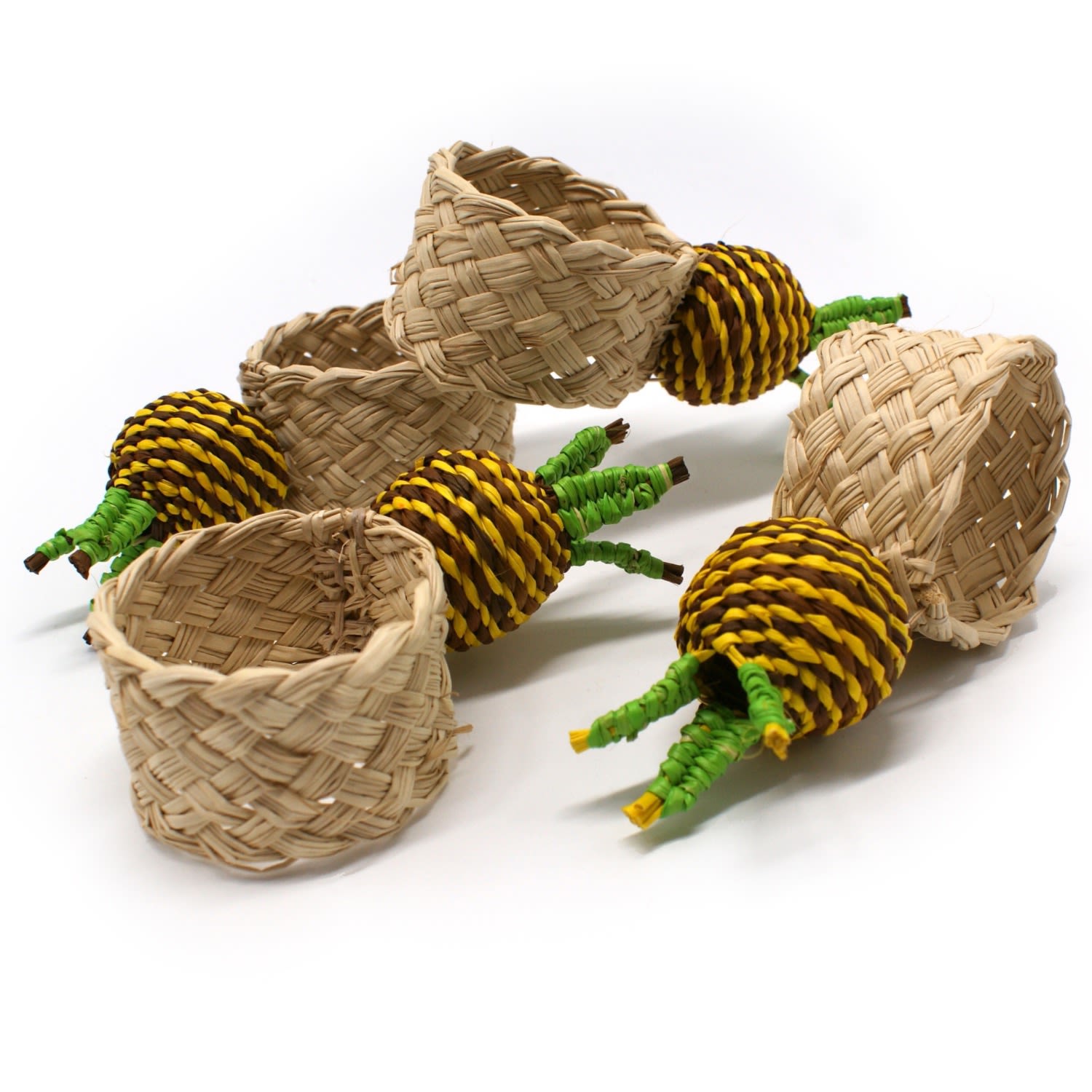 Brown Pineapple Straw Napkin Rings Set Of 4 Washein