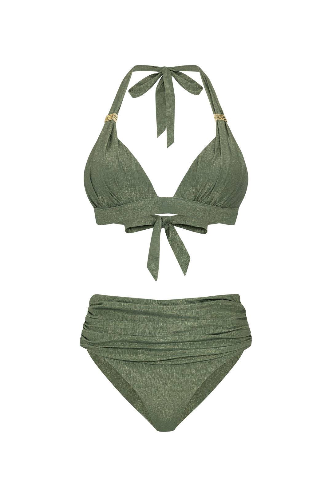 Leyla Maya Women's Annie & Paloma High Waisted Bikini Set - Olive Green