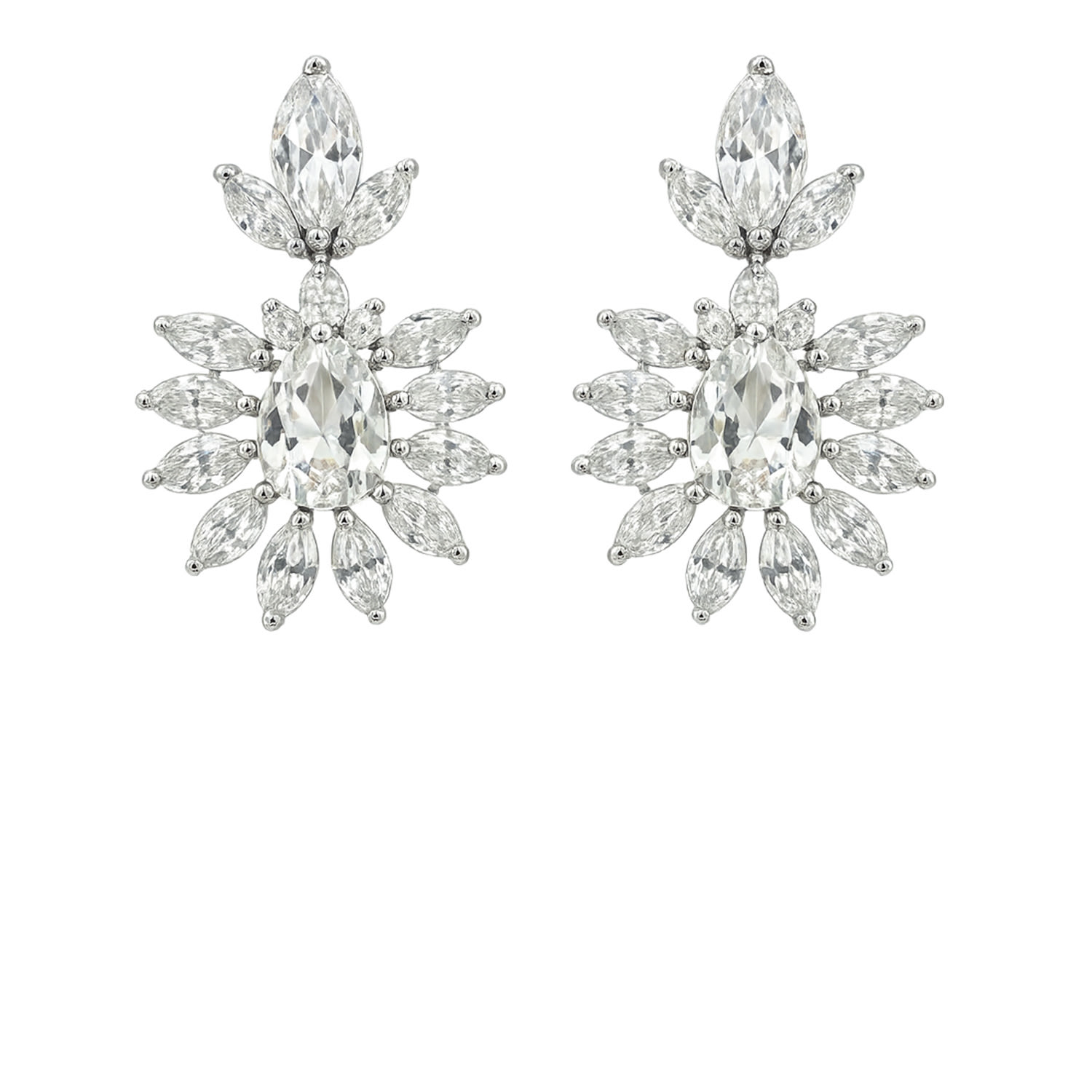 The Gala Women's Silver Crystal Sunburst Cluster Earrings In Metallic