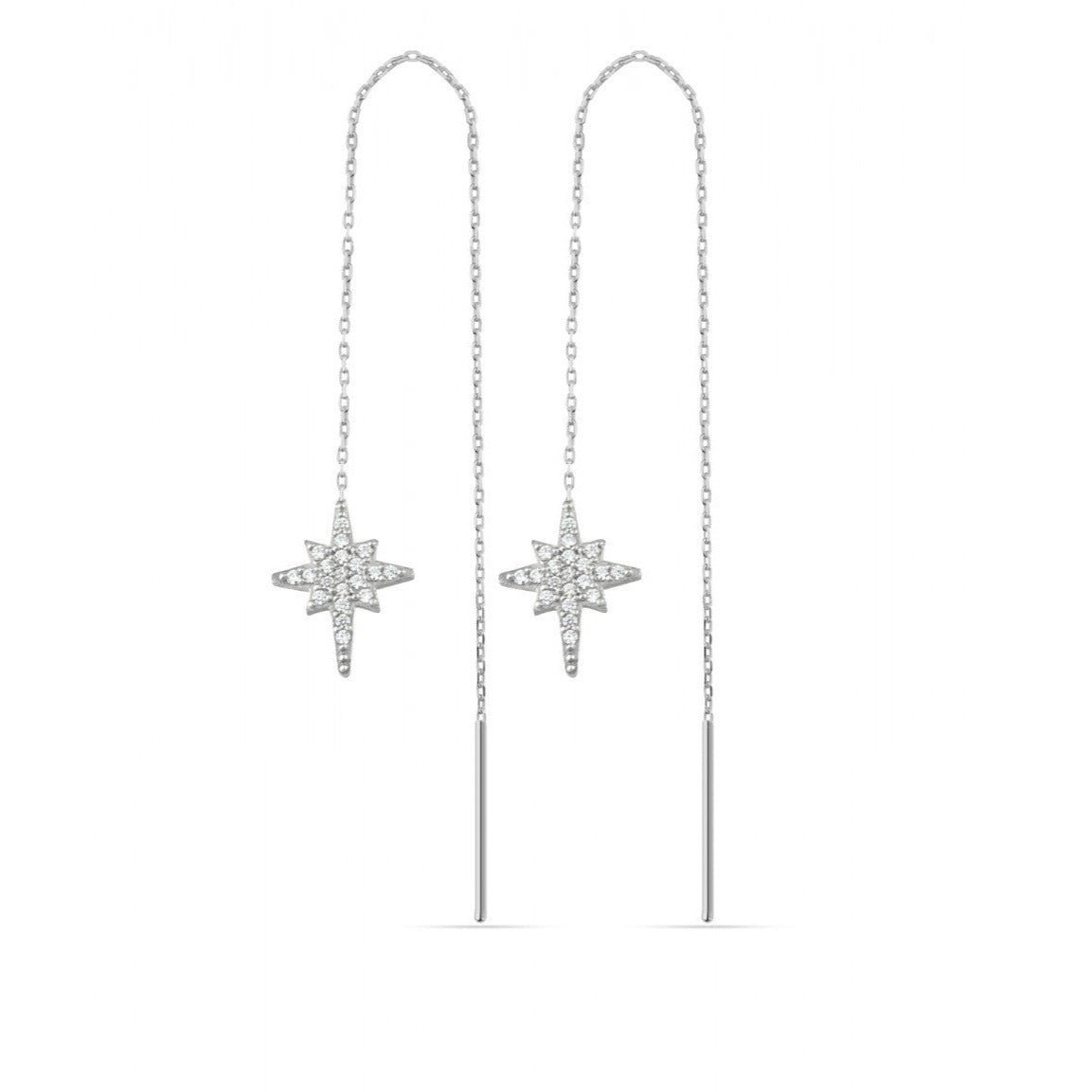 Spero London Women's Northernstar Starburst Sterling Silver Chain Drop Earring - Silver In Metallic
