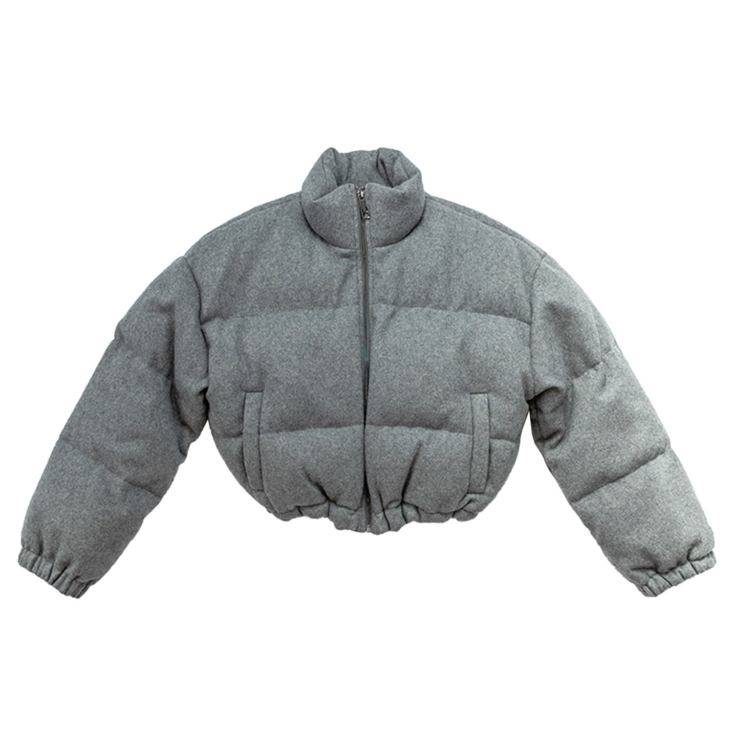Circular Path Women's Grey Boxy Puffer Jacket