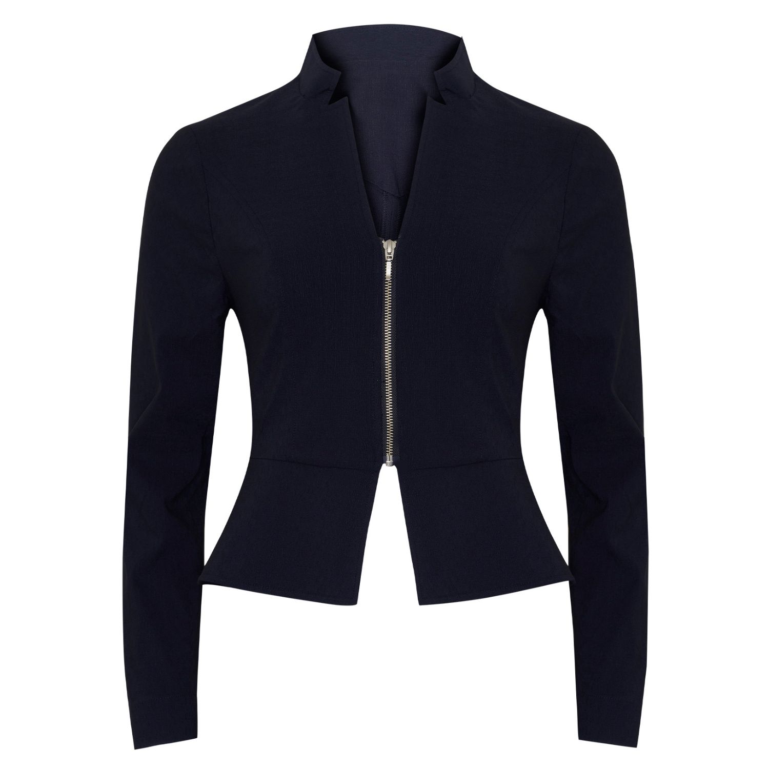 Women’s Blue Front Zip Peplum Jacket In Navy Extra Small Sacha Drake