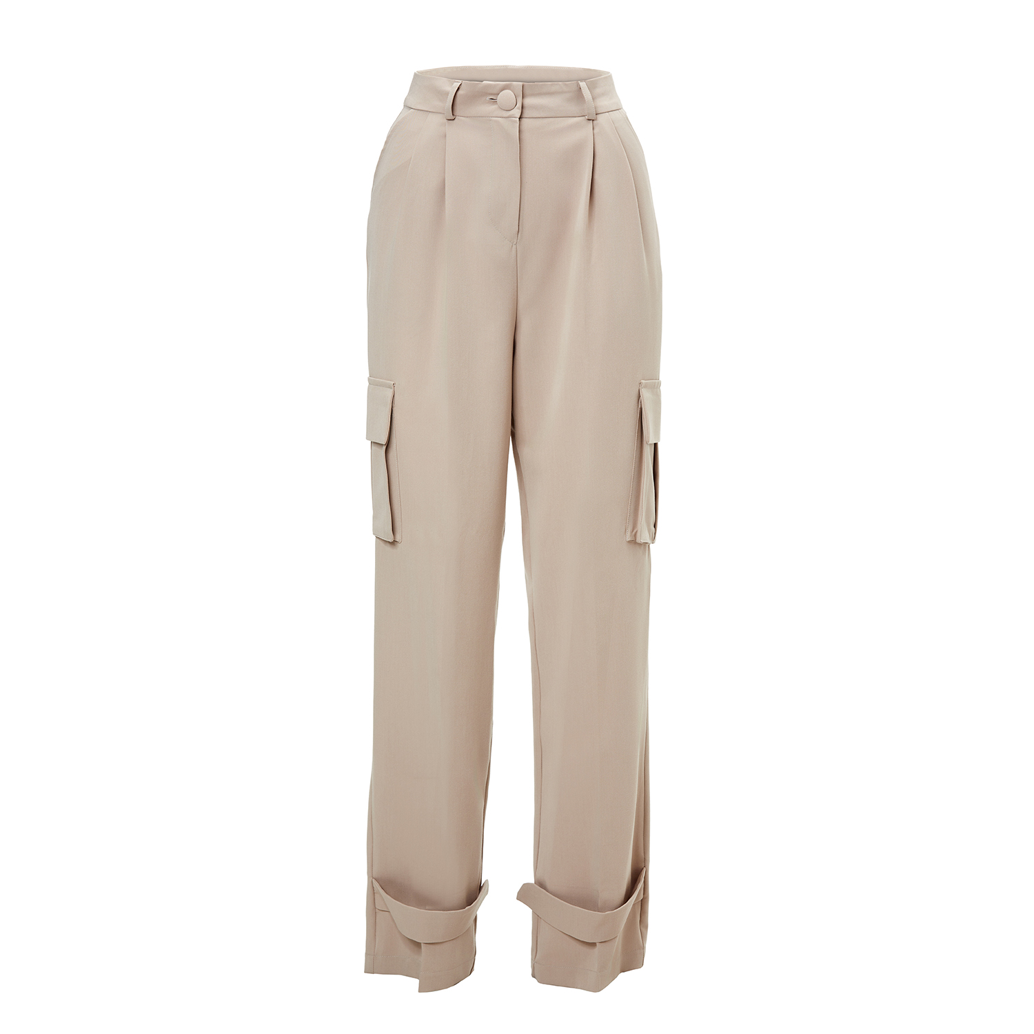 Women's Beige Cargo Pants With Toggle Detail –