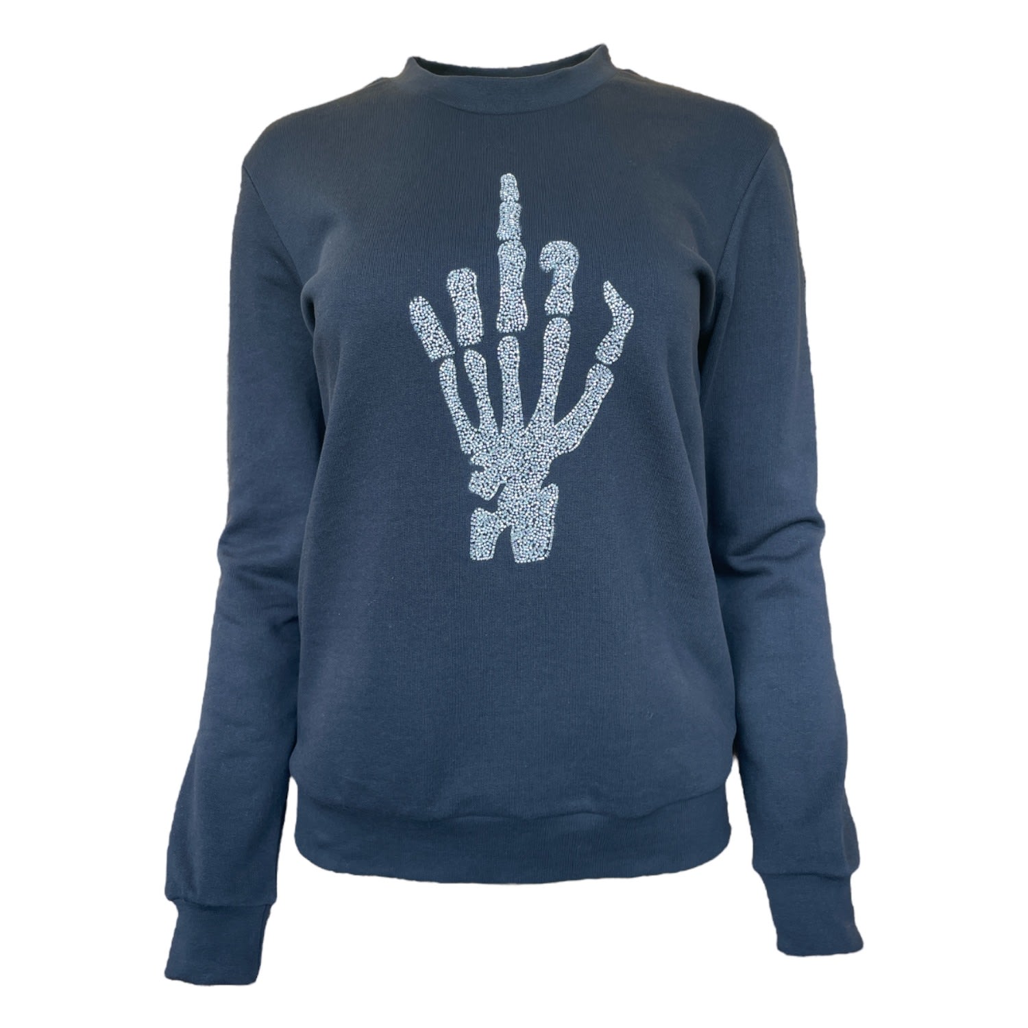 Any Old Iron Women's Black / Silver Silver Skull Finger Beaded Black Sweatshirt In Black/silver