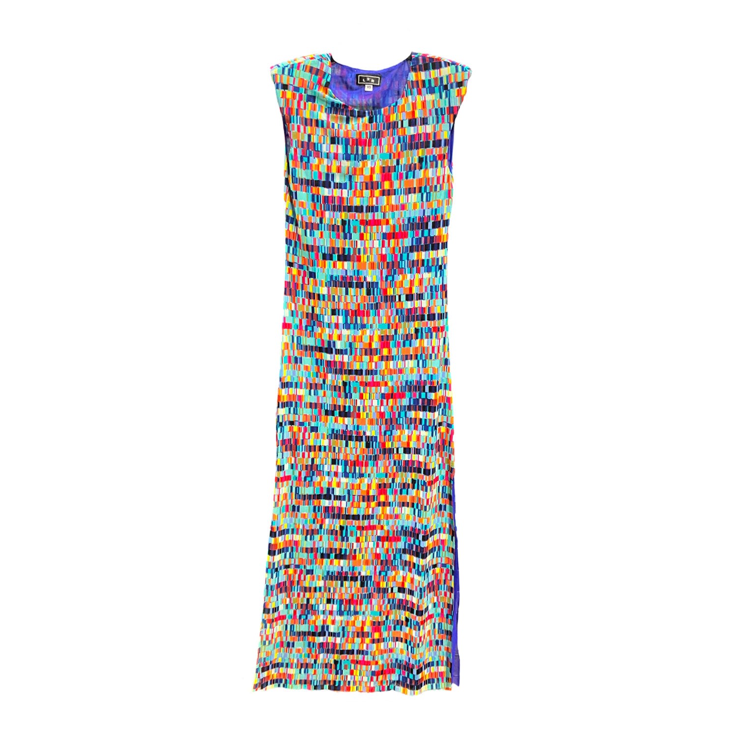 L2r The Label Women's Shoulder Pad Mesh Dress In Multi Blue In Blue