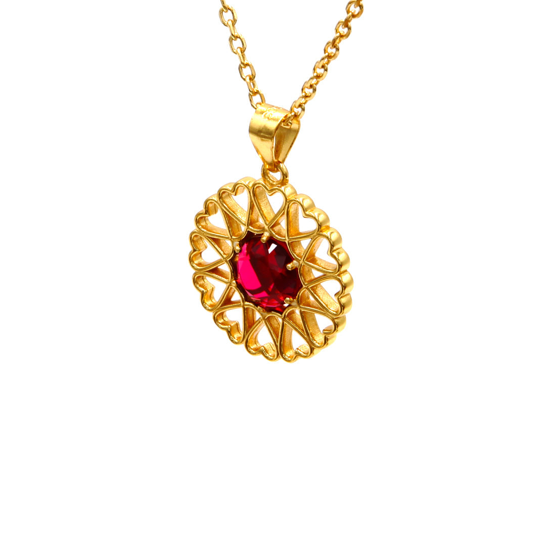 Women’s Amoare Paris Small Necklace In Gold Vermeil - Ruby Red