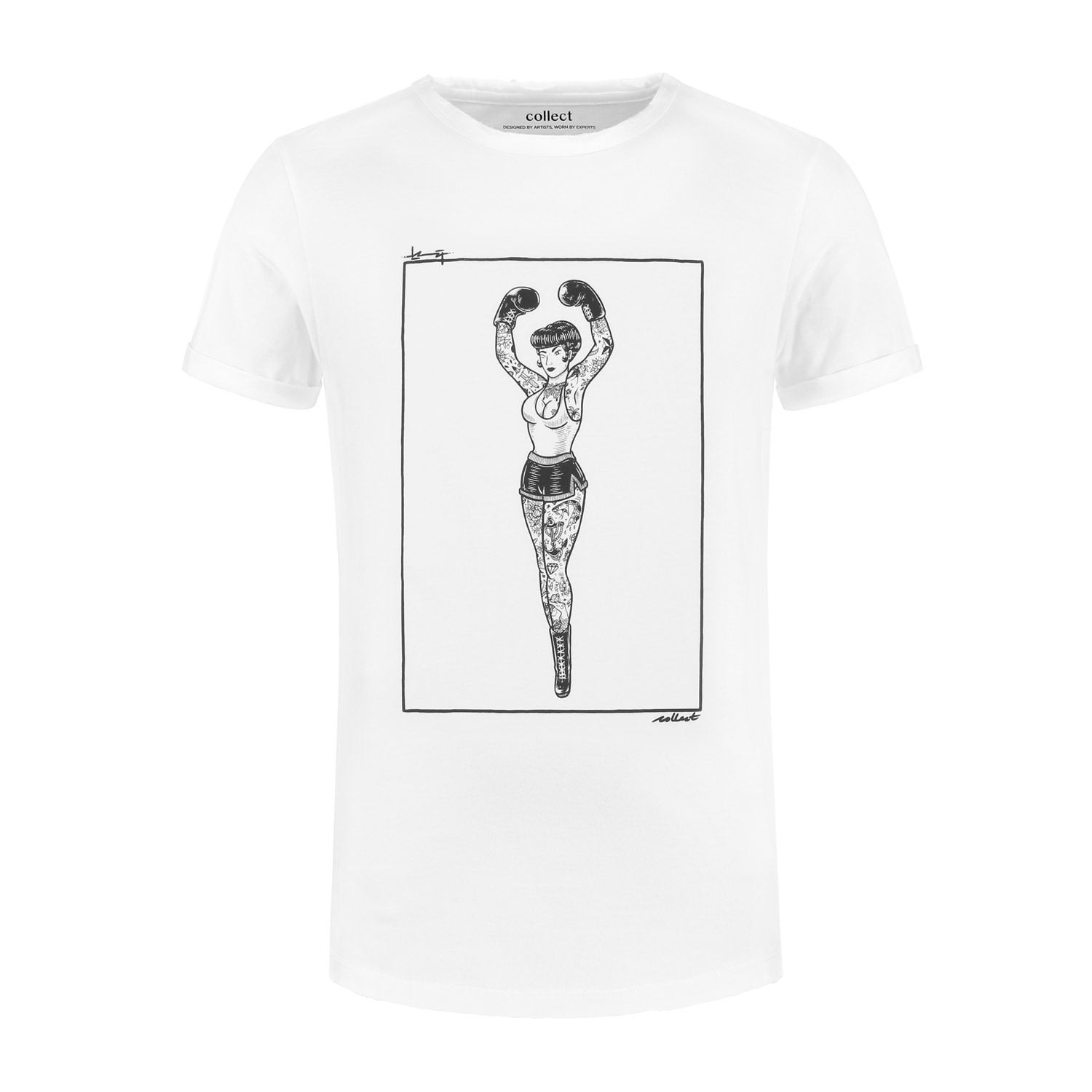 Collect The Label Lady Boxer Tee White In White