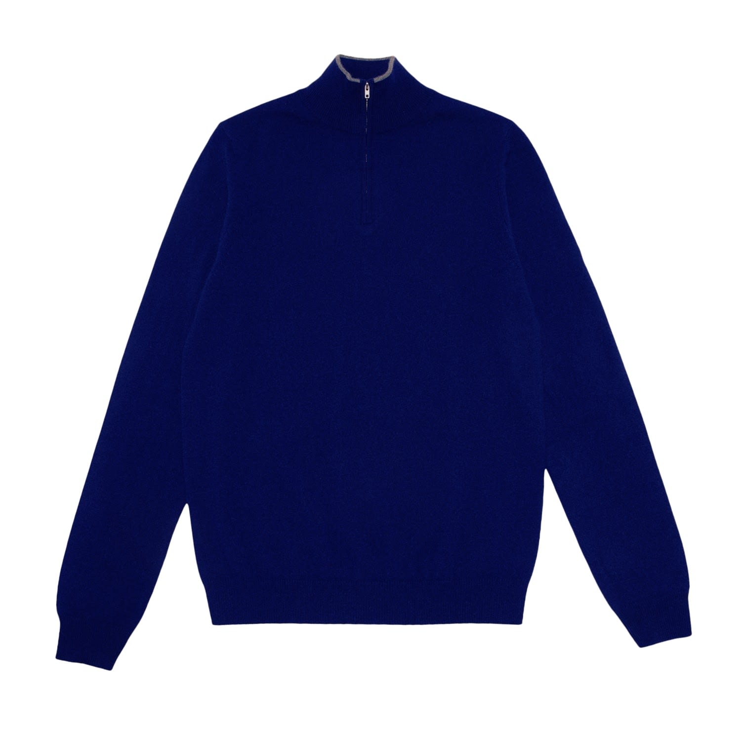 Mens Cashmere Half Zip Sweater In Midnight Blue Large Loop Cashmere