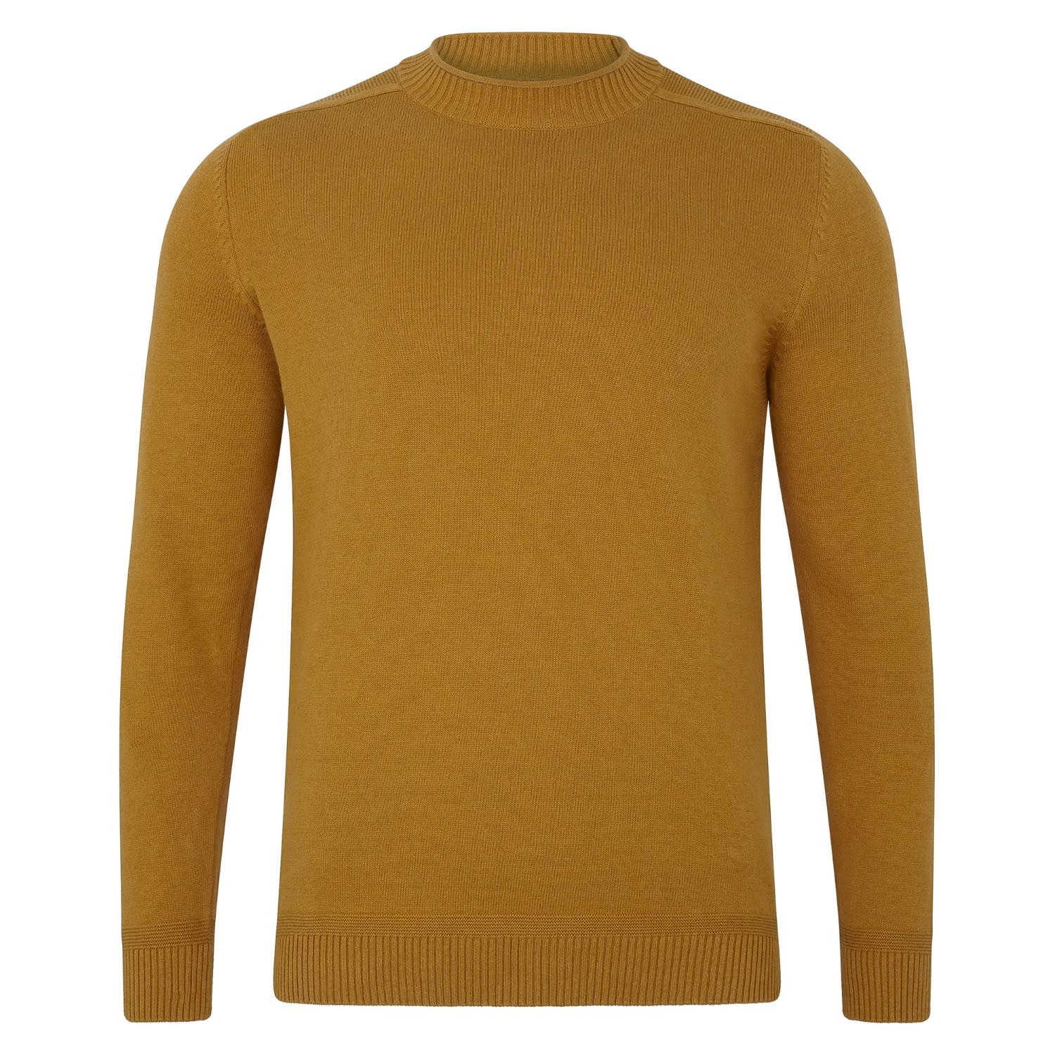 Yellow Mens Lightweight Cotton Linen Slaithes Saddle Shoulder Jumper - Mustard | Medium | Paul James Knitwear