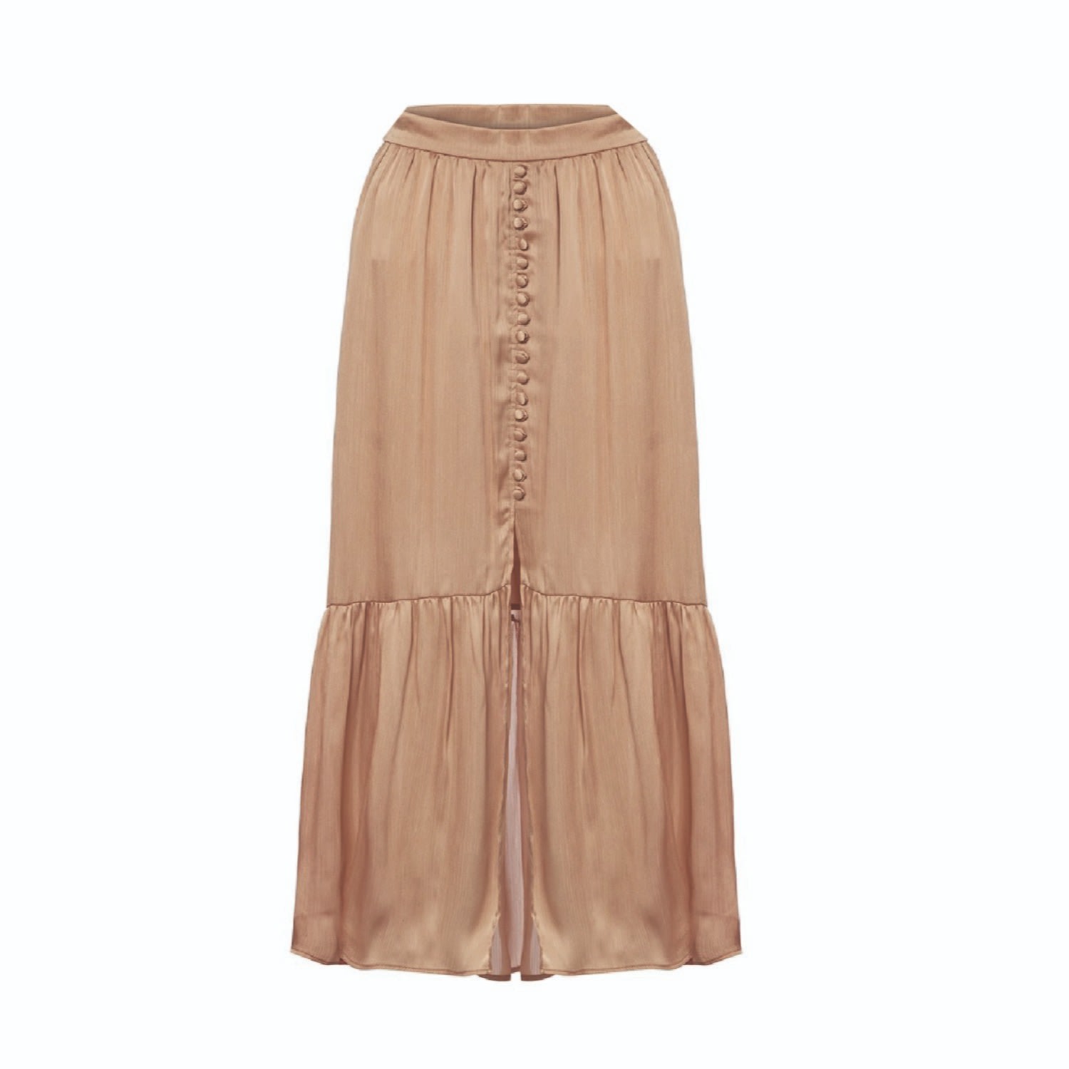 Women’s Neutrals Hermosa Slit, Long, Buttoned, Satin Skirt Extra Small Women & Women