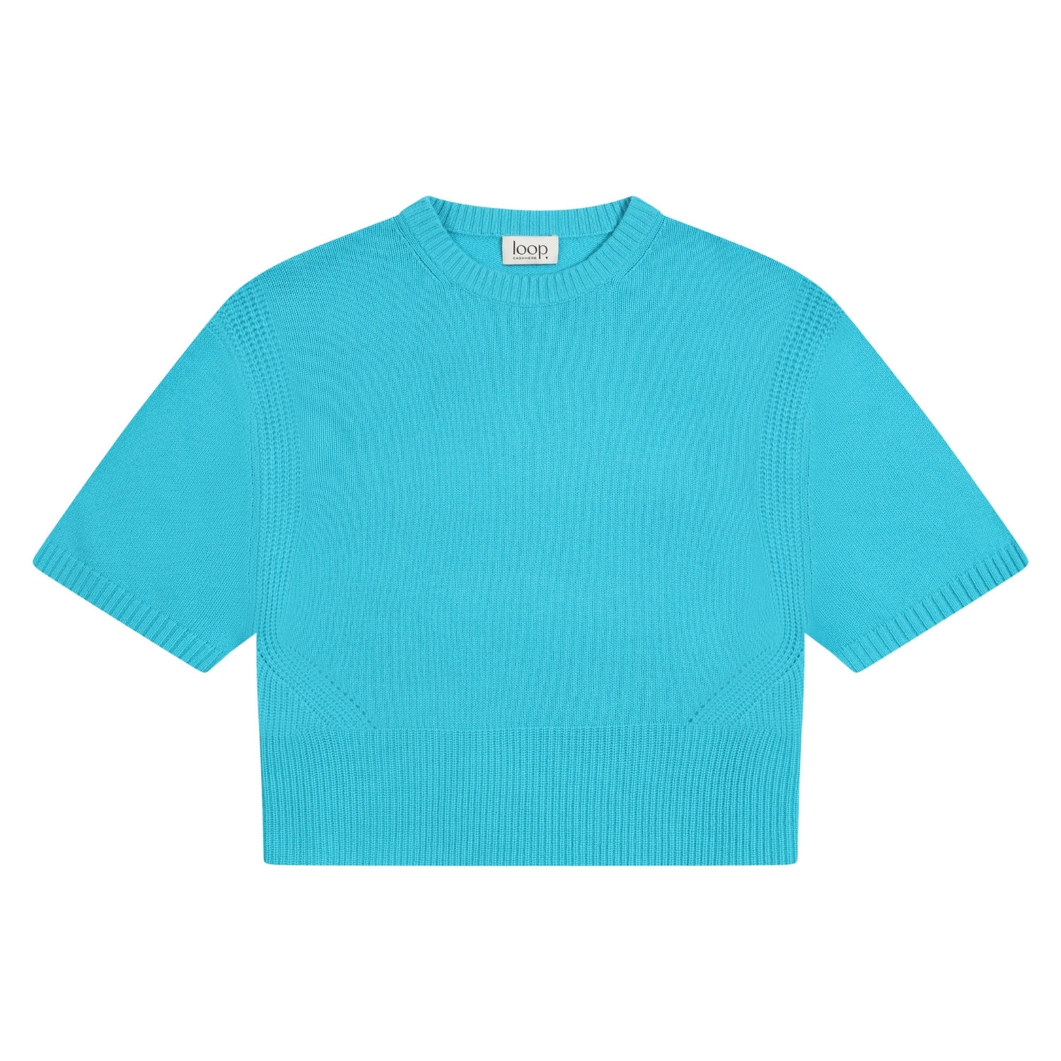 Loop Cashmere Women's Ribbed Detail Lofty Cashmere T-shirt In Turquoise Blue
