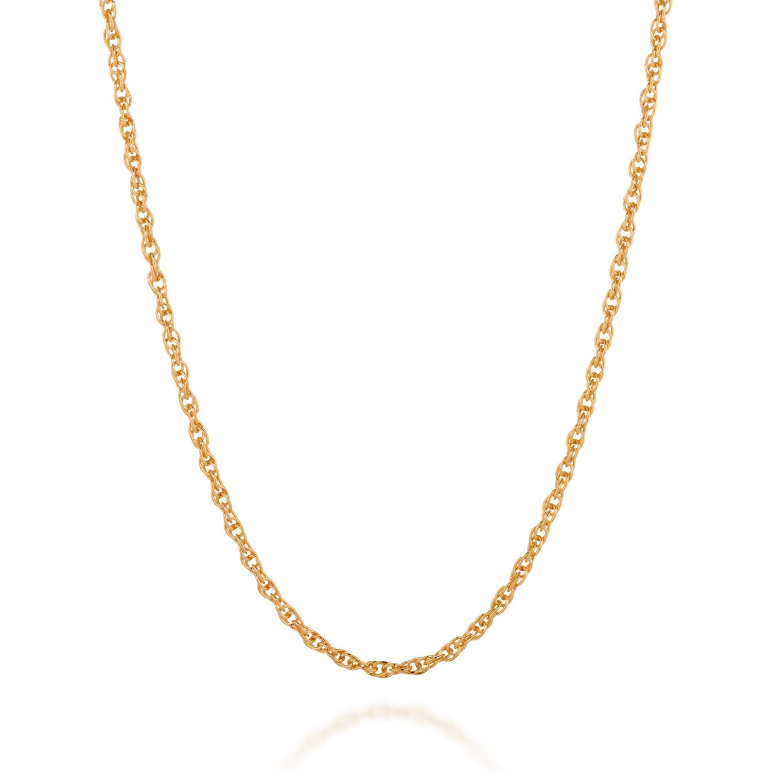 Nellou Jewellery Women's Rope Chain Necklace Gold Plated Sterling Silver - Short