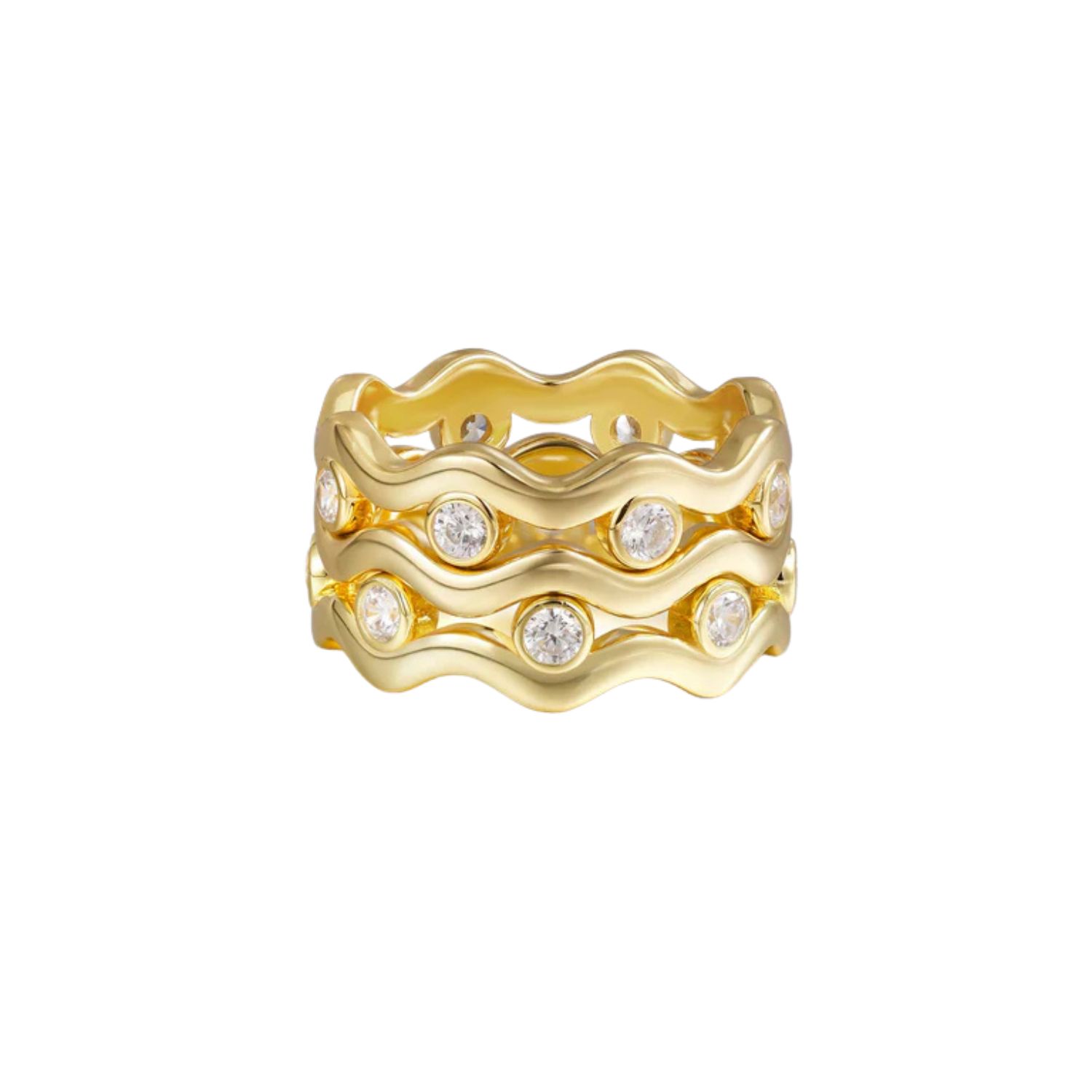 Vanimy Women's Gold Elysian Wave Ring Set