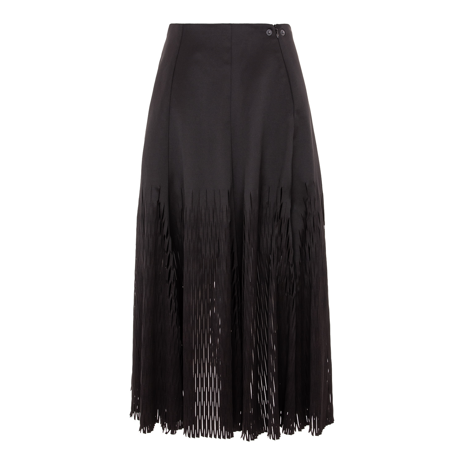 Silvia Serban Women's Midi Black Laser Cut Paneled Skirt In Black