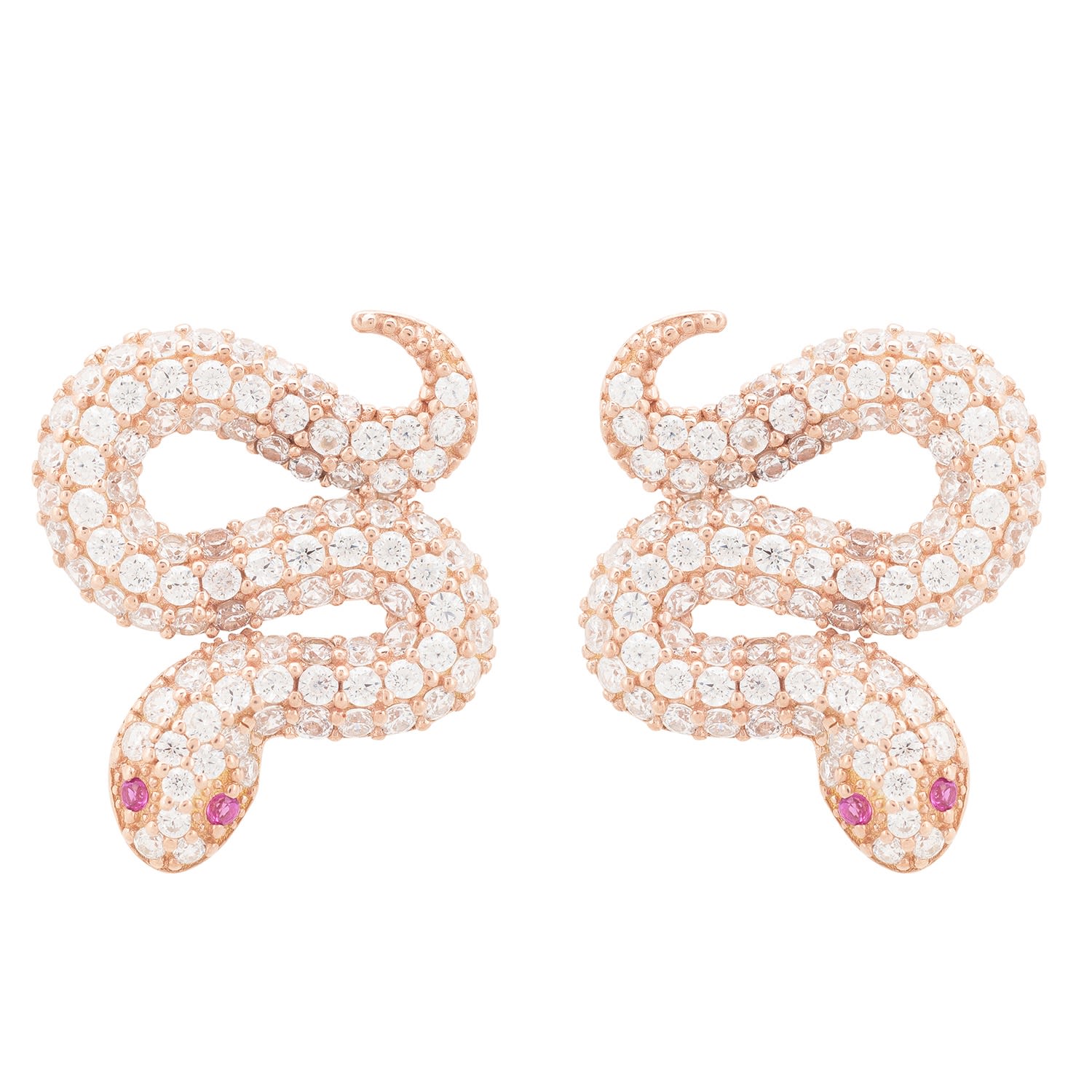 Women’s Pink / Purple / White Snake Coiled Stud Earrings Rosegold Latelita