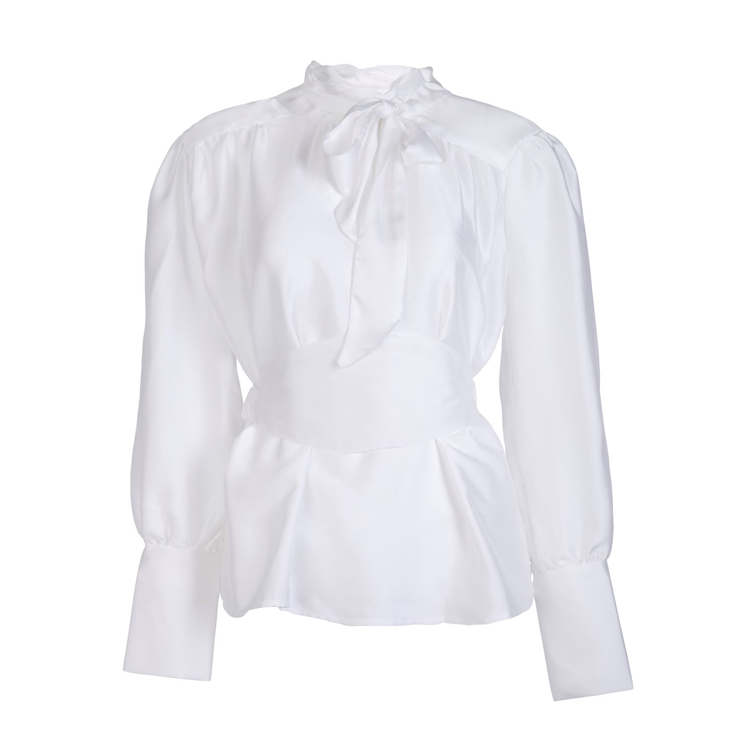 Numbat Women's Agnes Vintage-inspired In Cotton Satin Blouse With Bow Collar In White In White