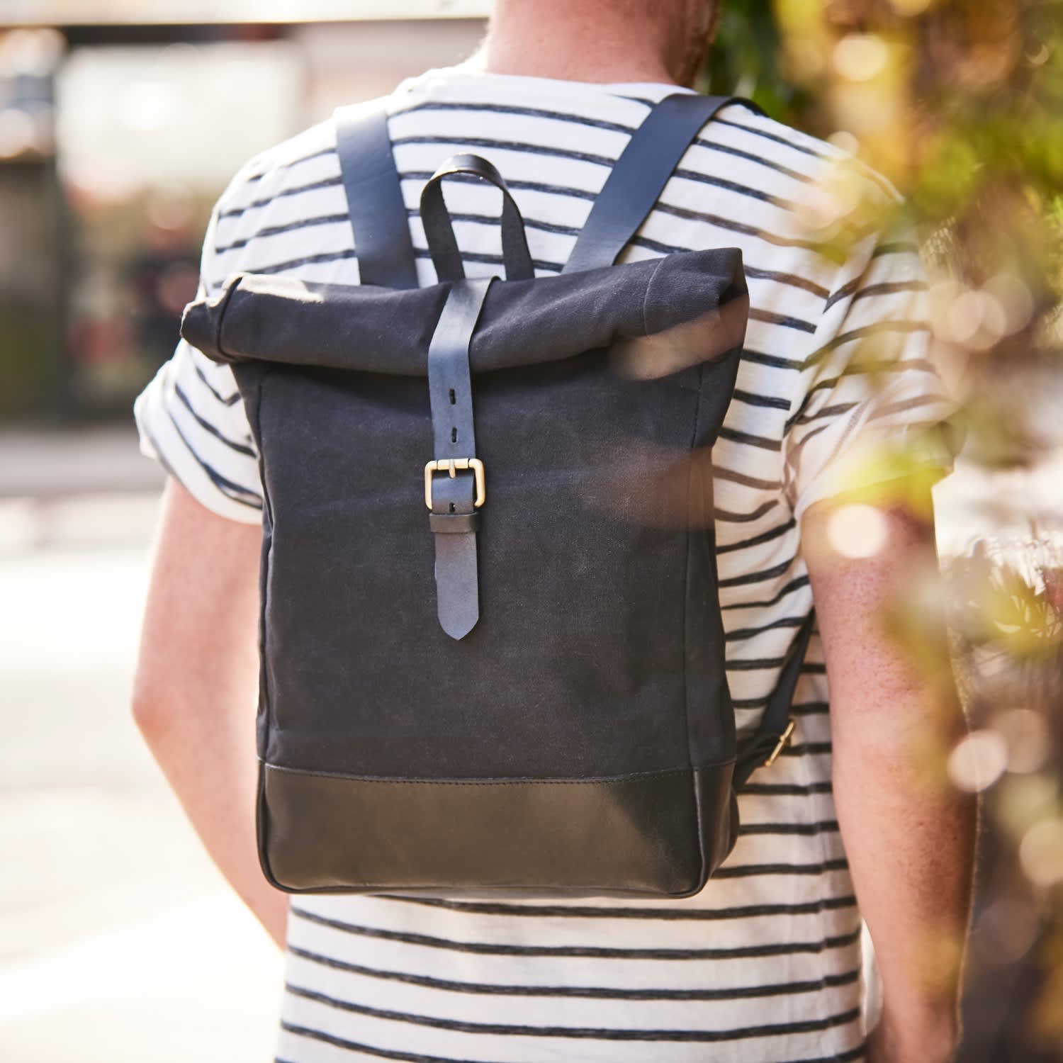 Leather Backpack Man TWILL LINING ' Roll Top Backpack Men Zaino Uomo 