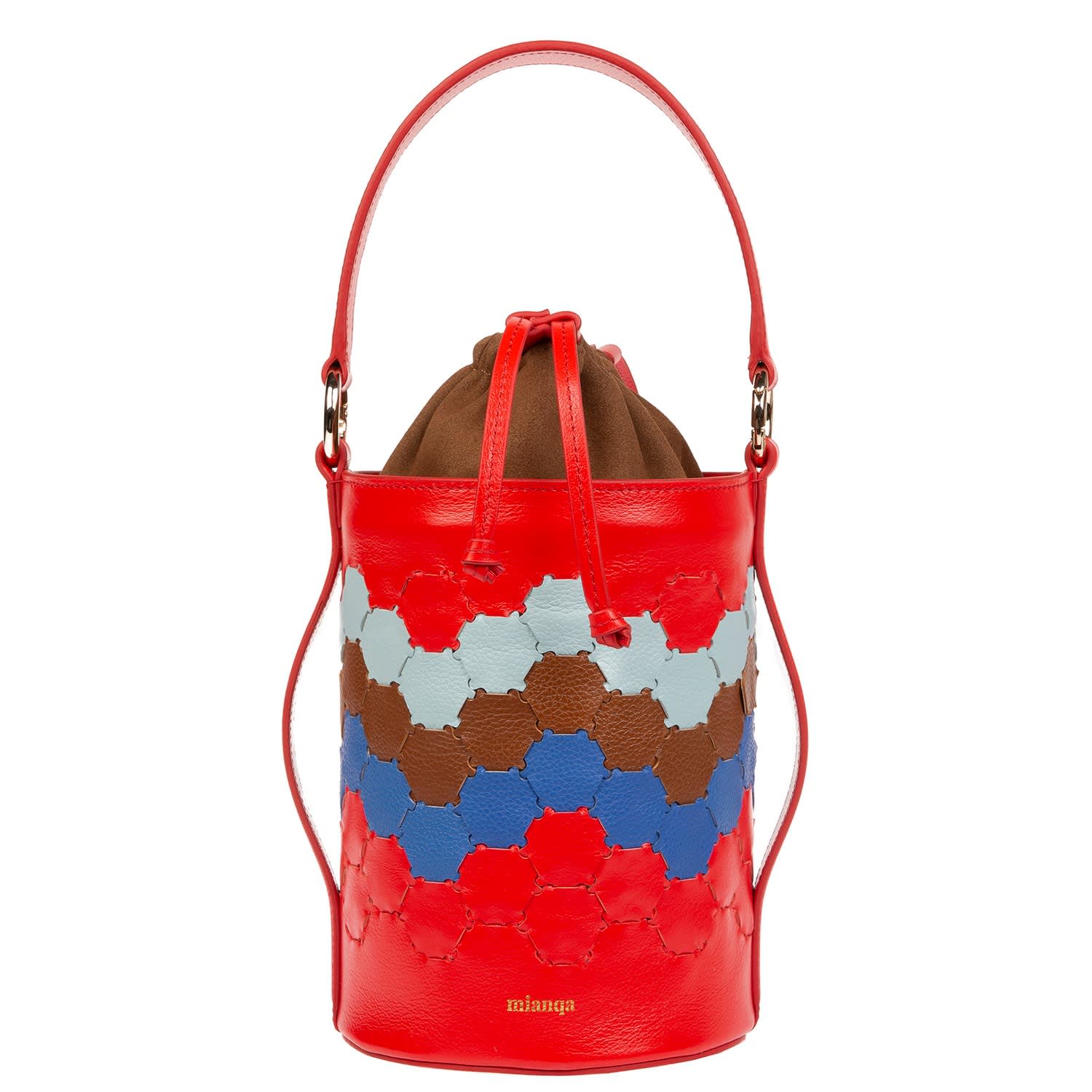 red woven bag