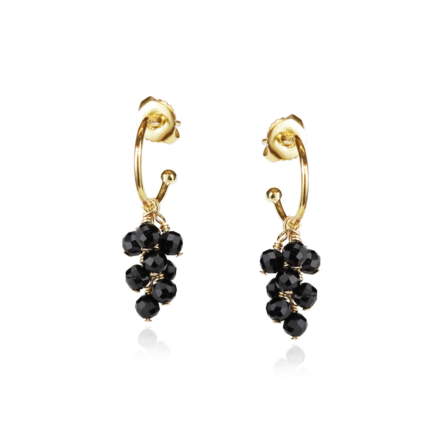 Mounir London Women's Black Onyx Huggy Hoop Earrings In Black