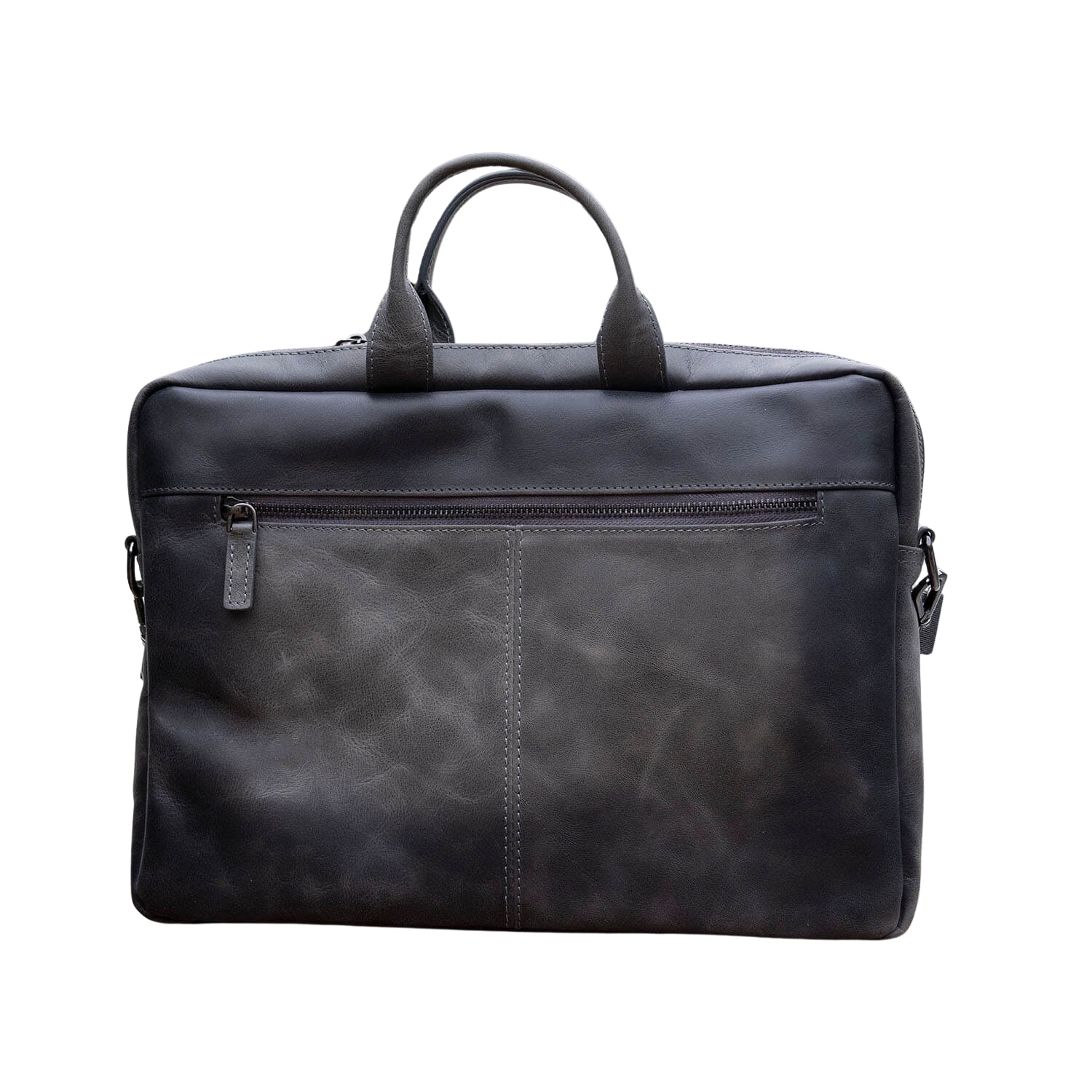 Leathere Women's Classic Leather Laptop Bag - Grey - Hollywood