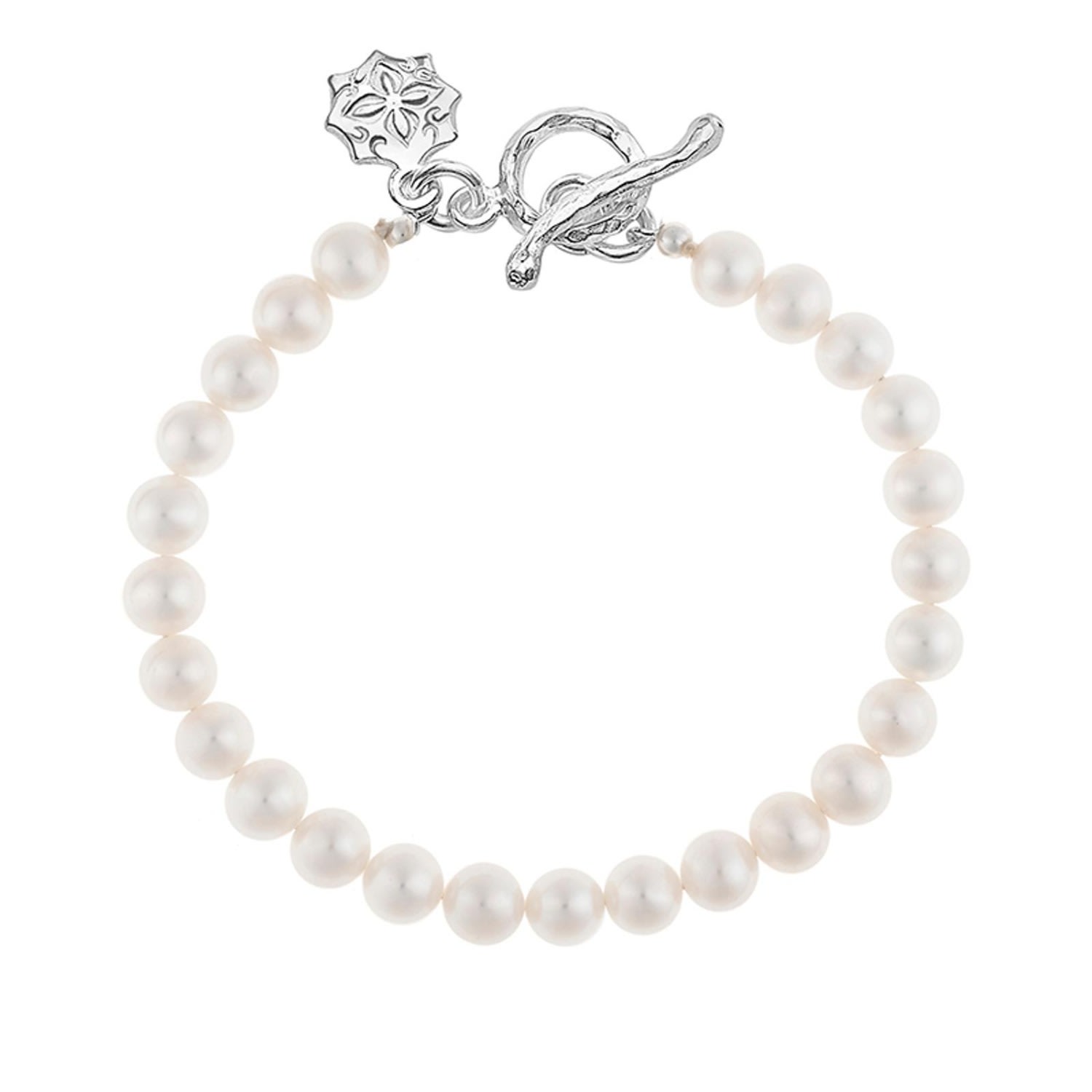 Dower & Hall Women's Timeless Medium White Freshwater Pearl Bracelet In Silver In White