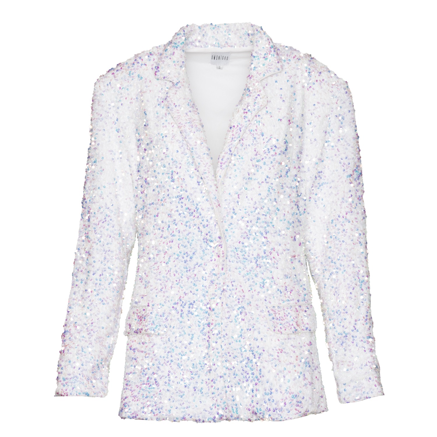 Women's White Liza Sequin Blazer In Pearl | Small | Ofuure