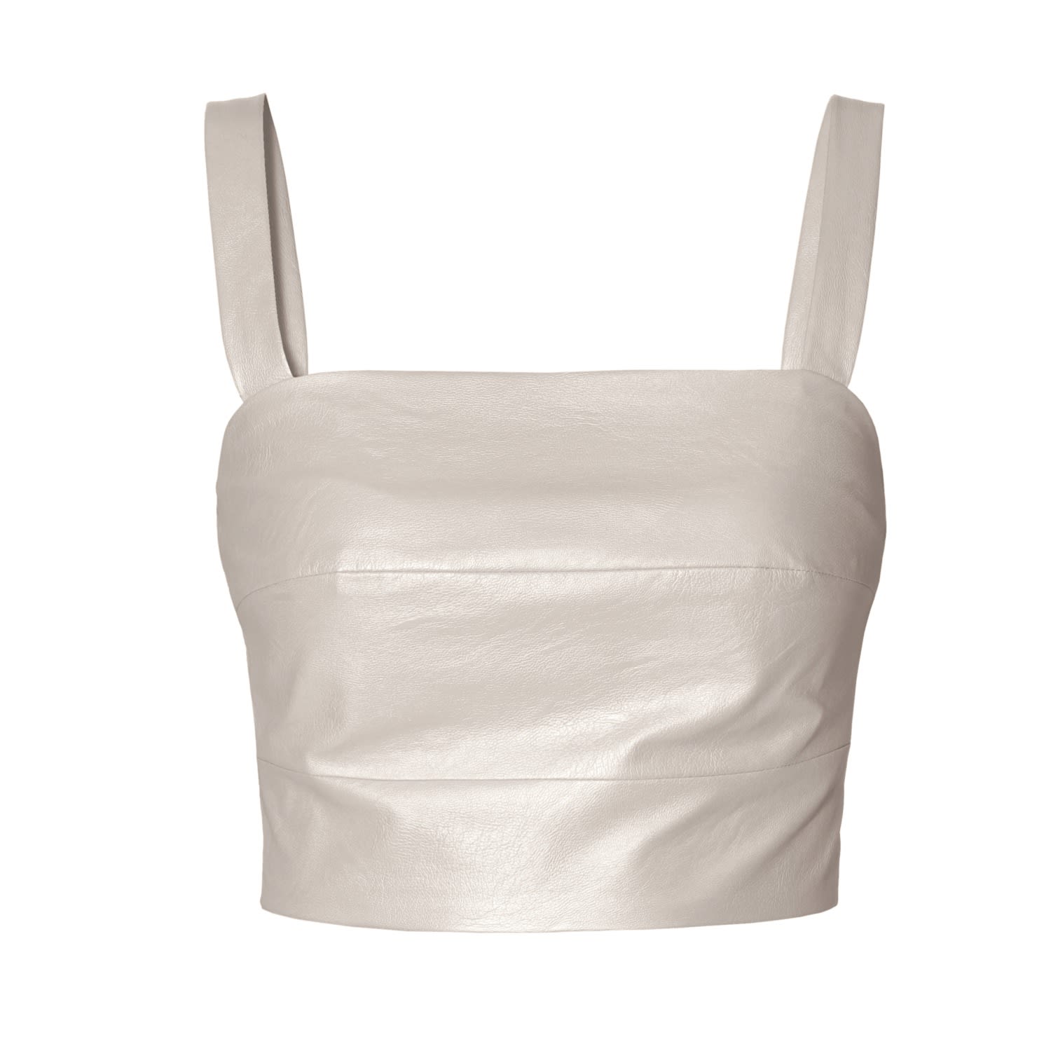 Aggi By Halewski Women's White Emily Moon Beam Vegan Leather Crop Top In White