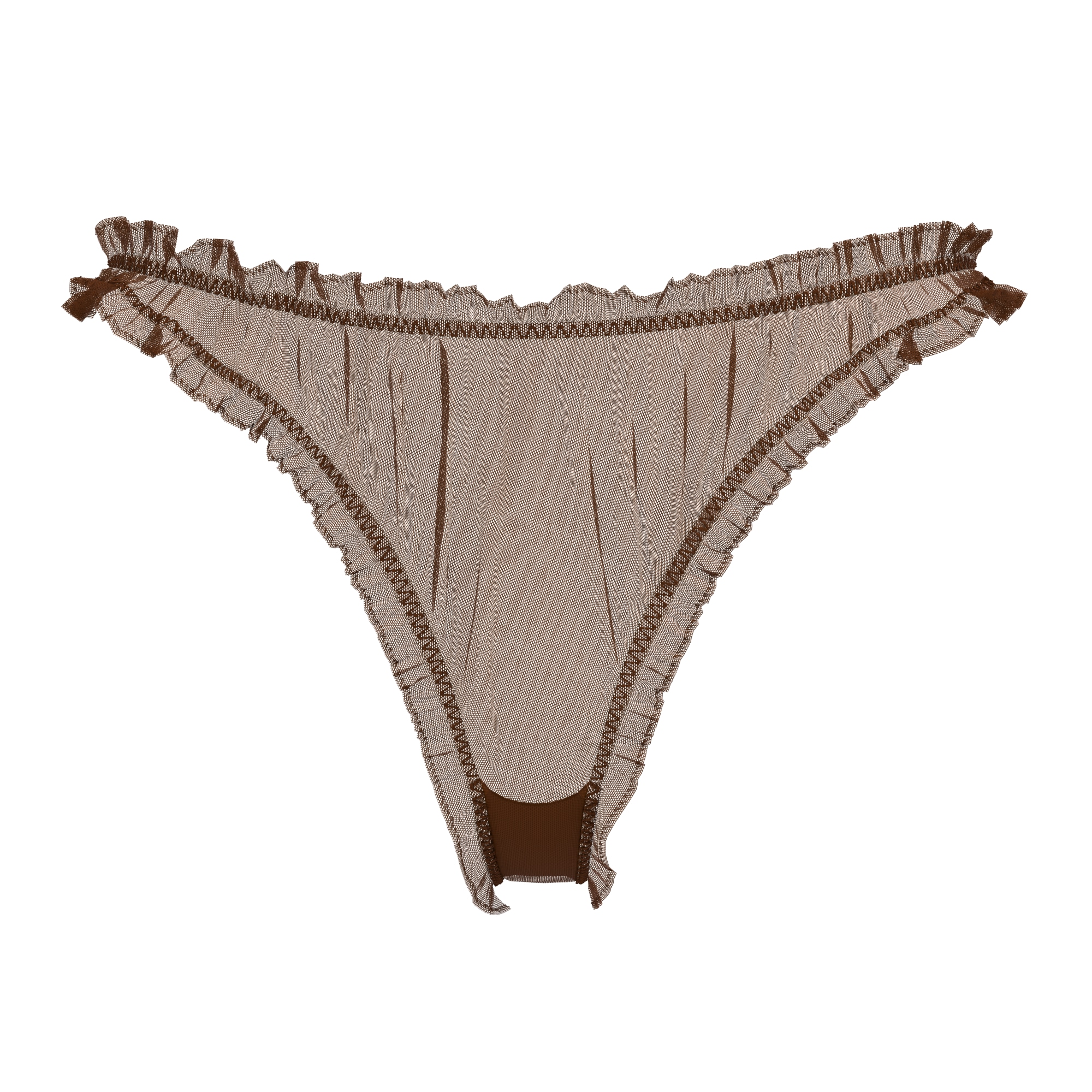 Alevy Studios Women's The Ruffle Thong — Brown In Green