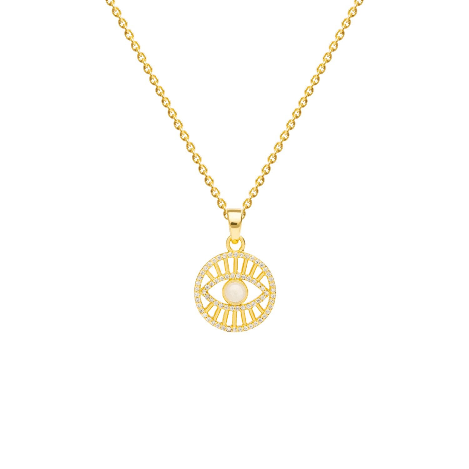 Lavani Jewels Women's White / Gold Goldplated The Third Eye Necklace In Gold
