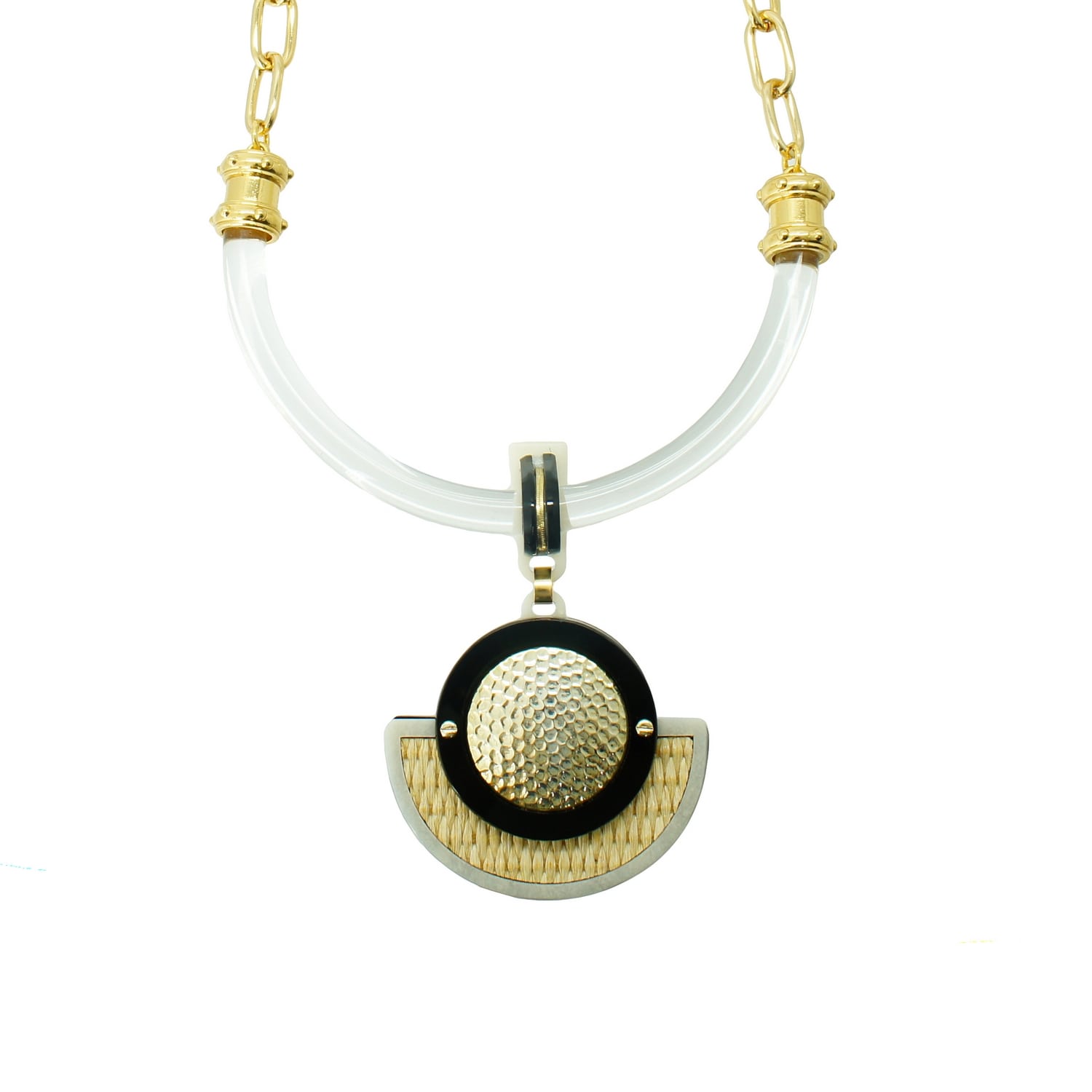 Gissa Bicalho Women's Black / Gold Handmade Acrylic Necklace Dune