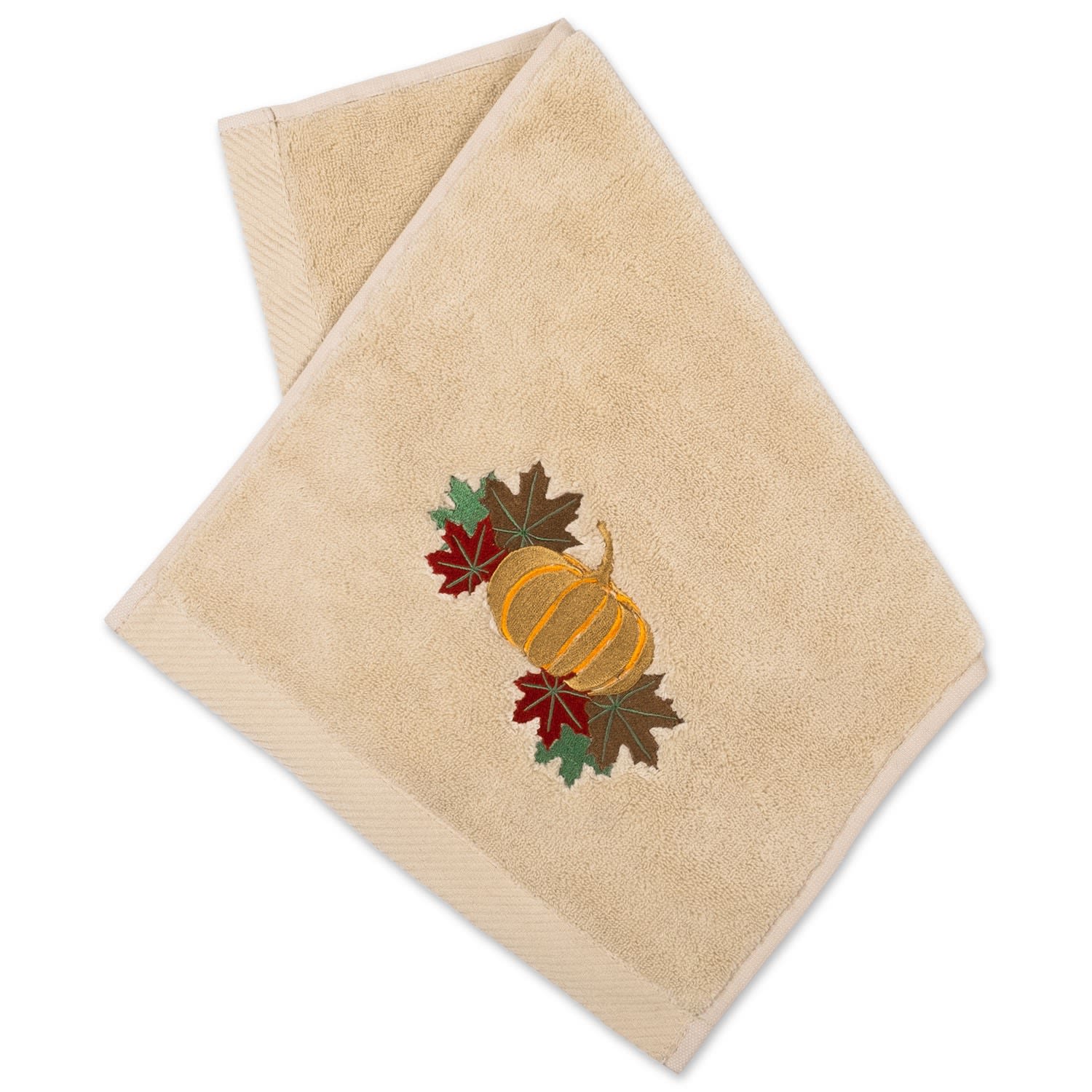 Km Home Collection Pumpkin Embroidery Face Towel In Orange