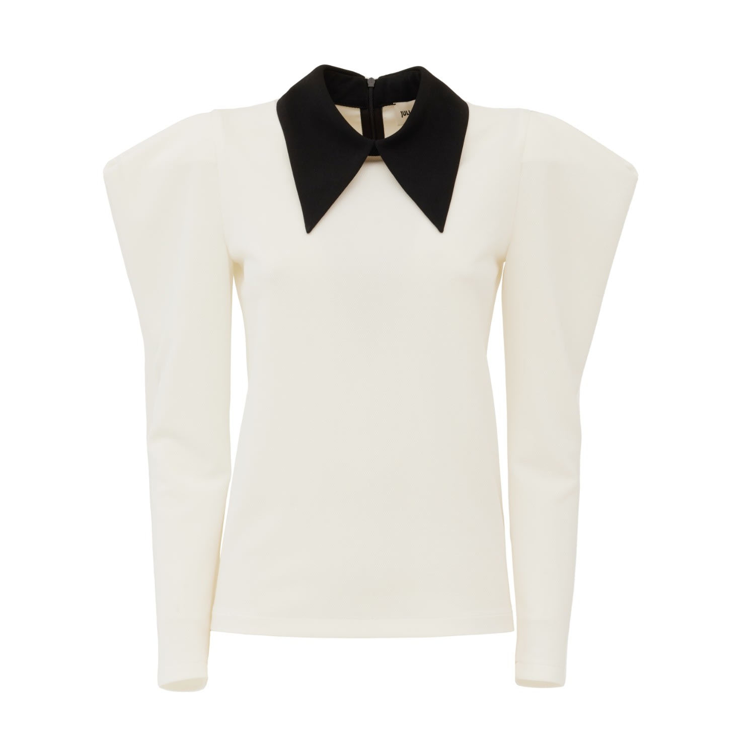 Julia Allert Women's Neutrals Long Sleeve Blouse With Contrast Collar Ecru In Beige