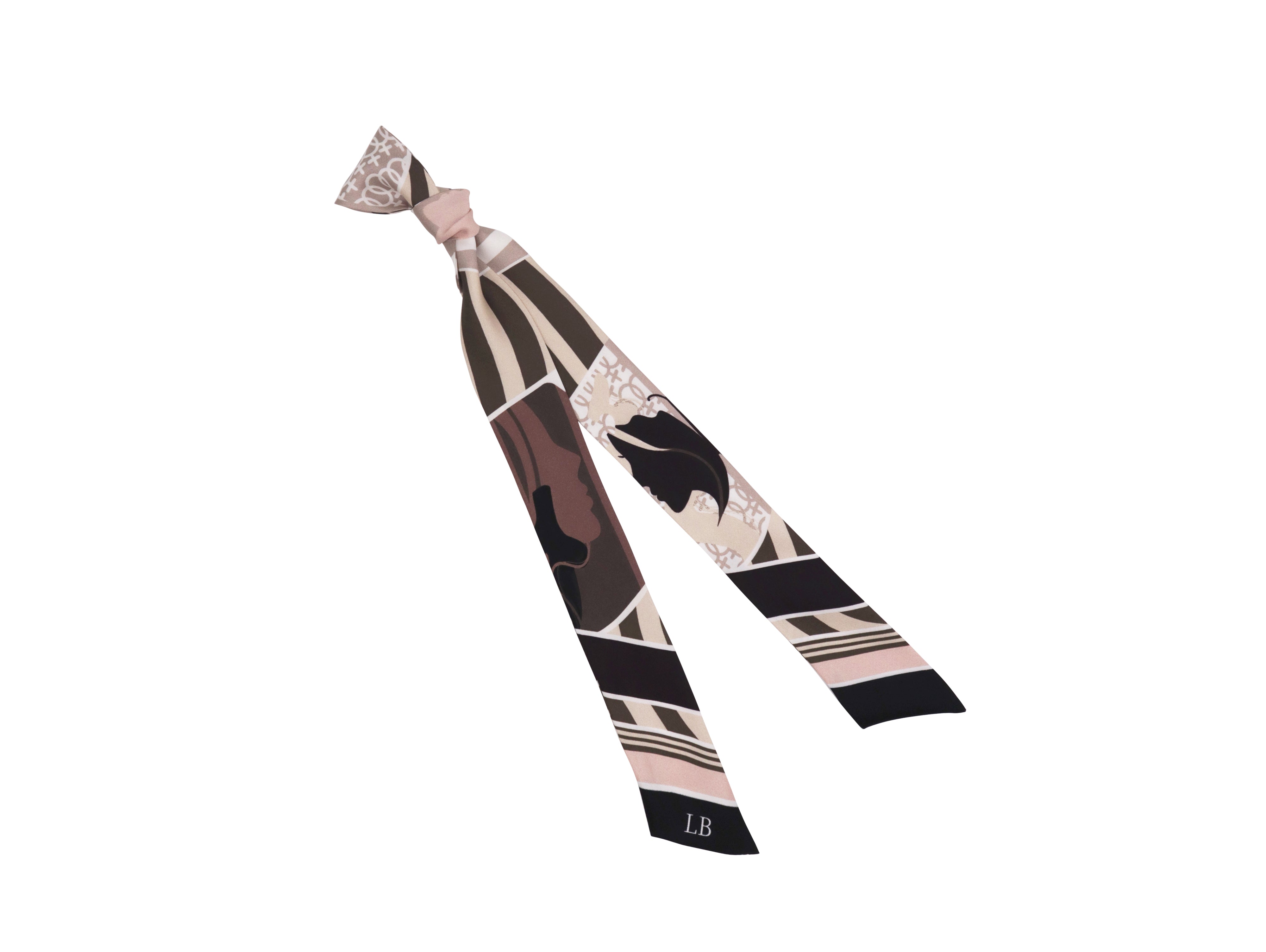 Women’s Neutrals / Black / Brown Banderole - Silk Ribbon Scarf - Hera Abstract Beige Lalage Beaumont