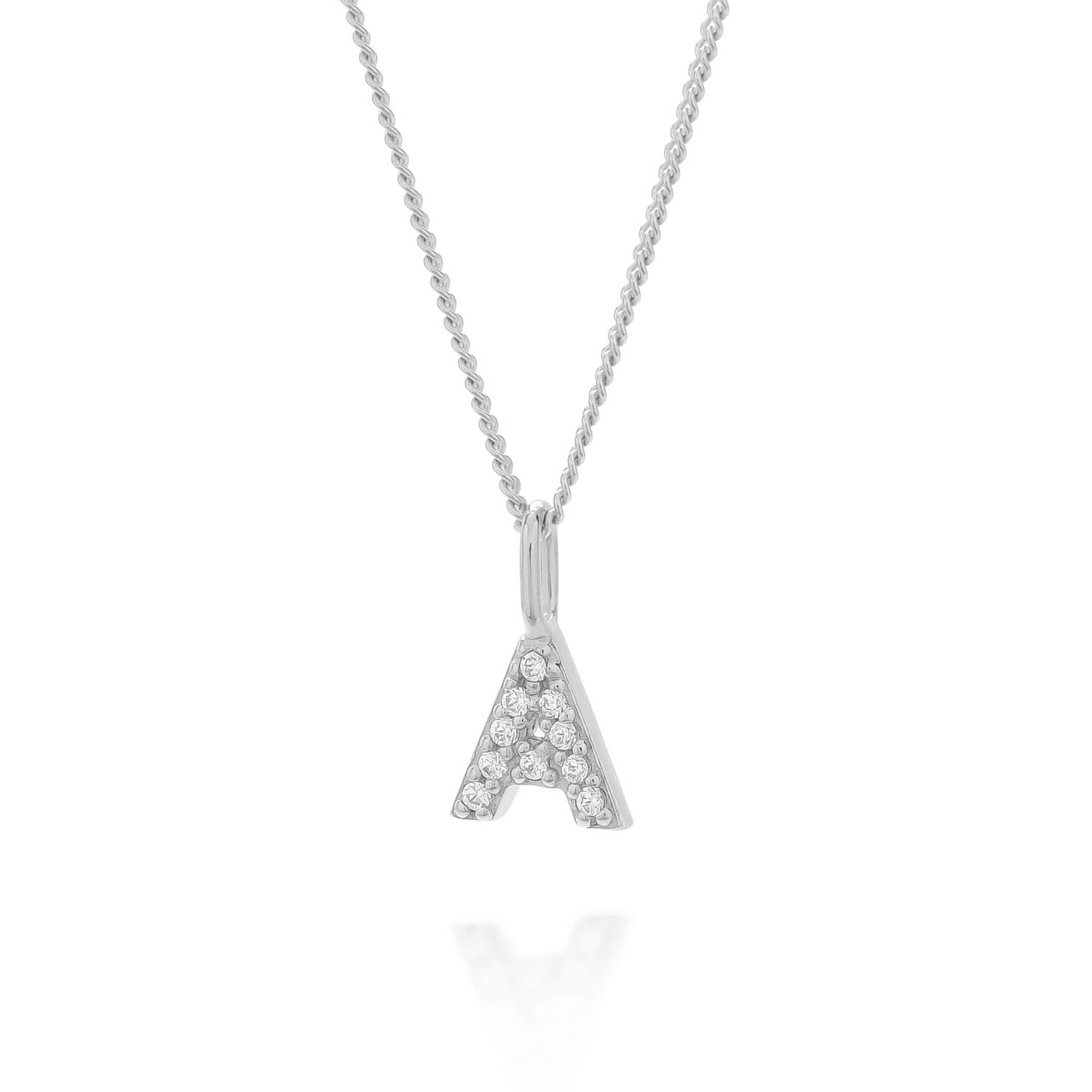 Nellou Jewellery Women's Initial Sparkle Necklace Sterling Silver In Silver