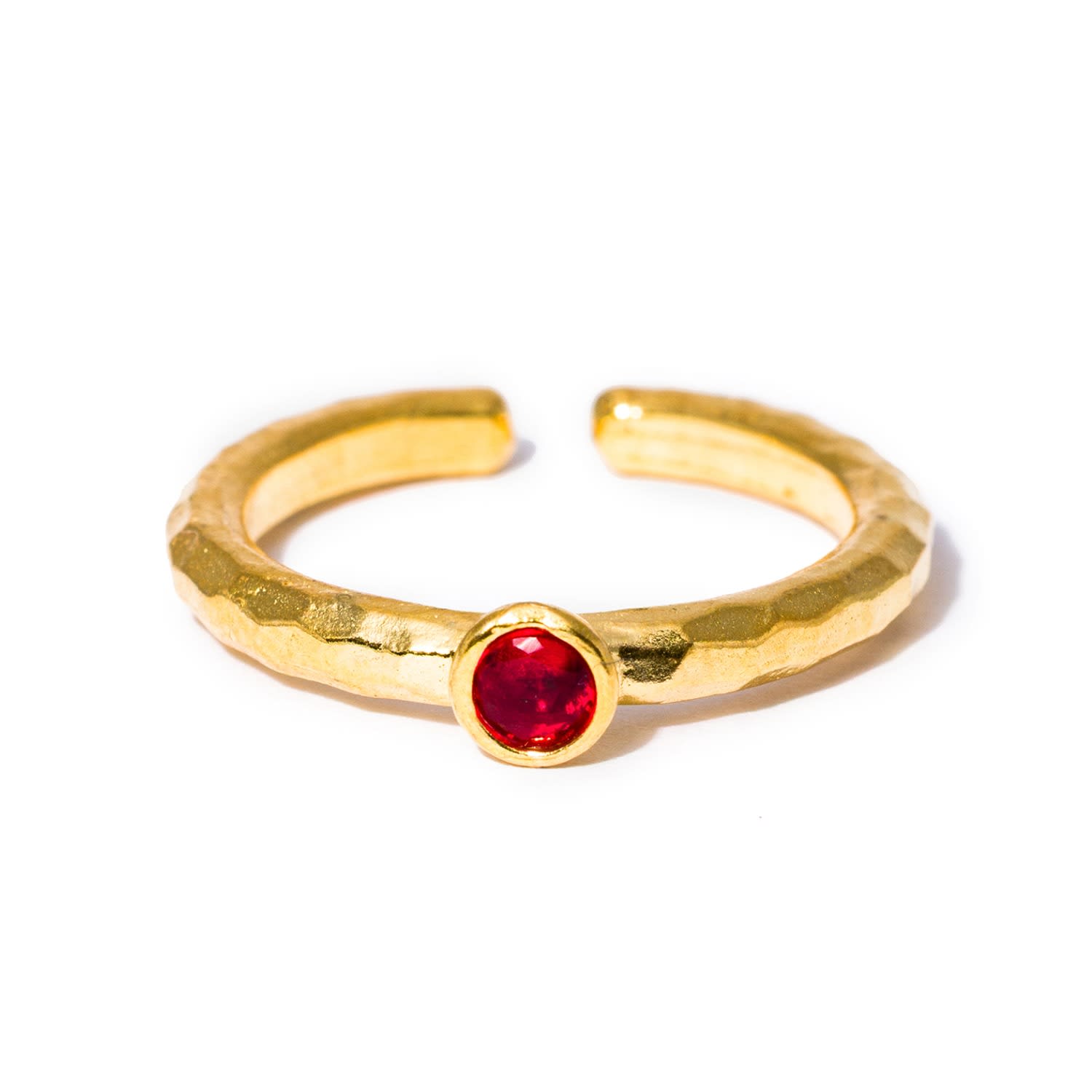 Kybele Studio Women's Gold / Red Gold Ruby Hammered Gemstone Ring In Multi
