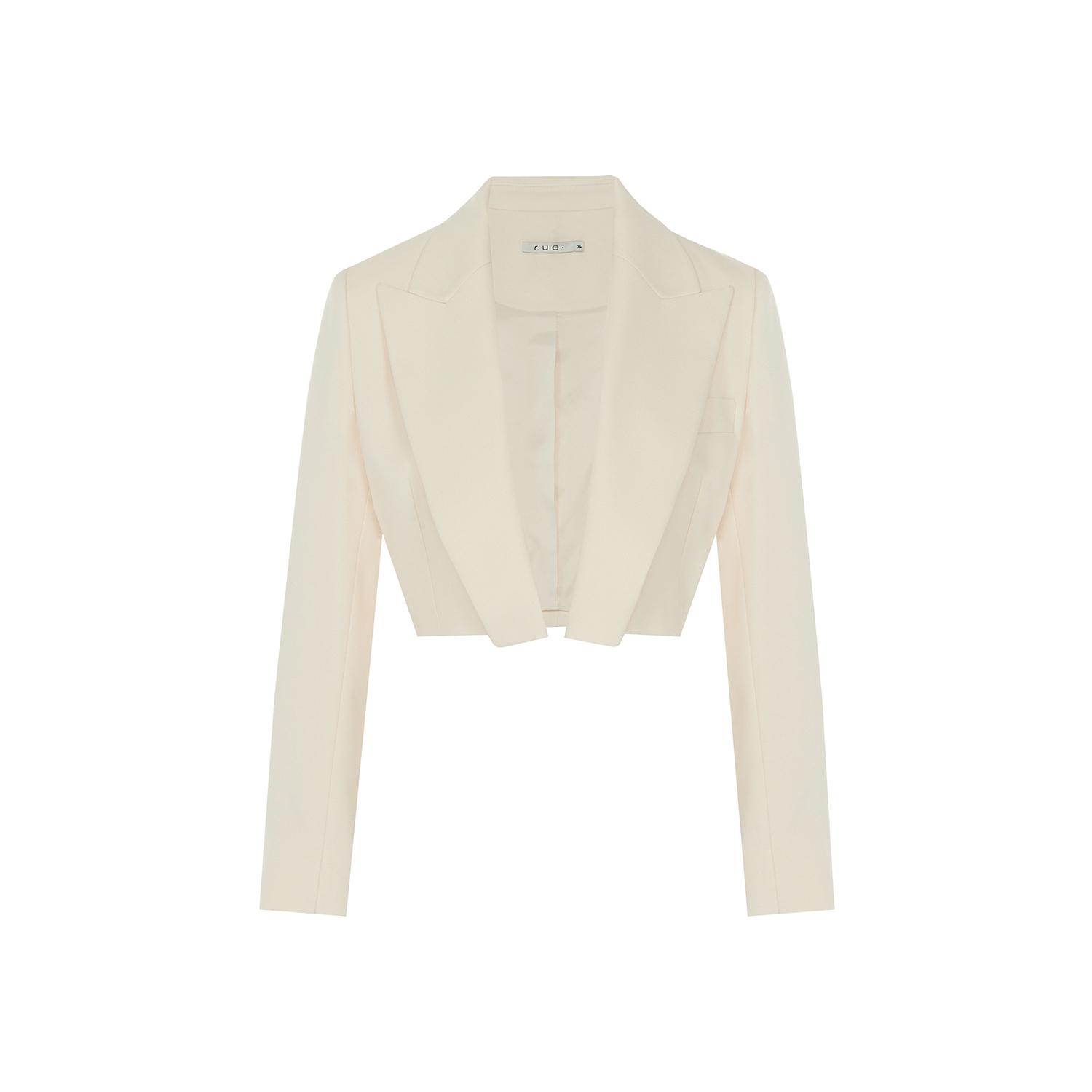 Rue Les Createurs Women's Neutrals Padded Single Pocket Ecru Short Jacket In Beige