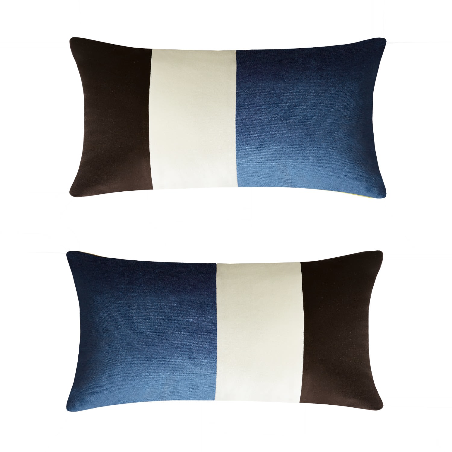 Blue / Black / White Triple Velvet Cushions Blue Lo Decor