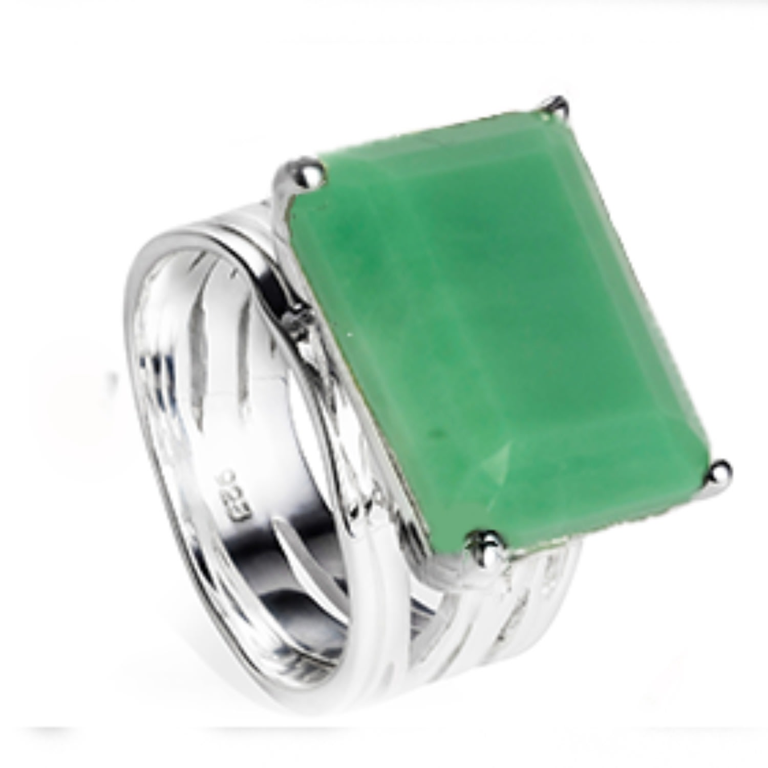 Women’s Pietra Sterling Silver Cocktail Ring Chrysoprase Gemstone Neola Design