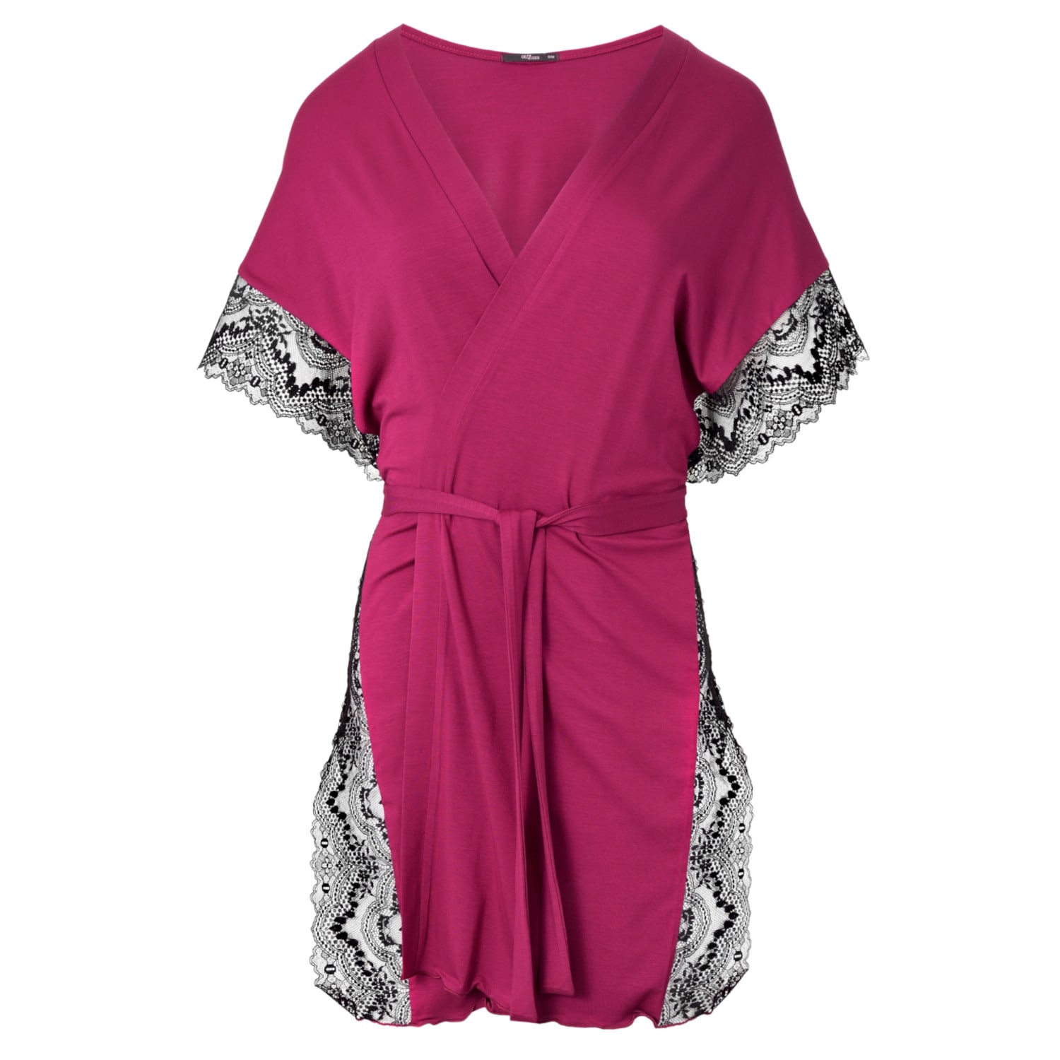 Women’s Red Sensual Delicate Short Robe - French Leavers Lace - Cranberry S/M Oh!Zuza Night & Day