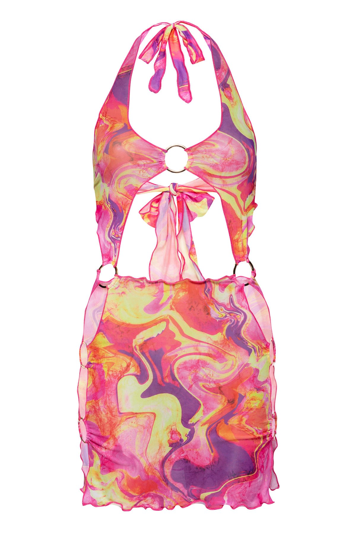 Kamari Swim Women's Pink / Purple Capri Cut Out Mesh Dress In Pink/purple
