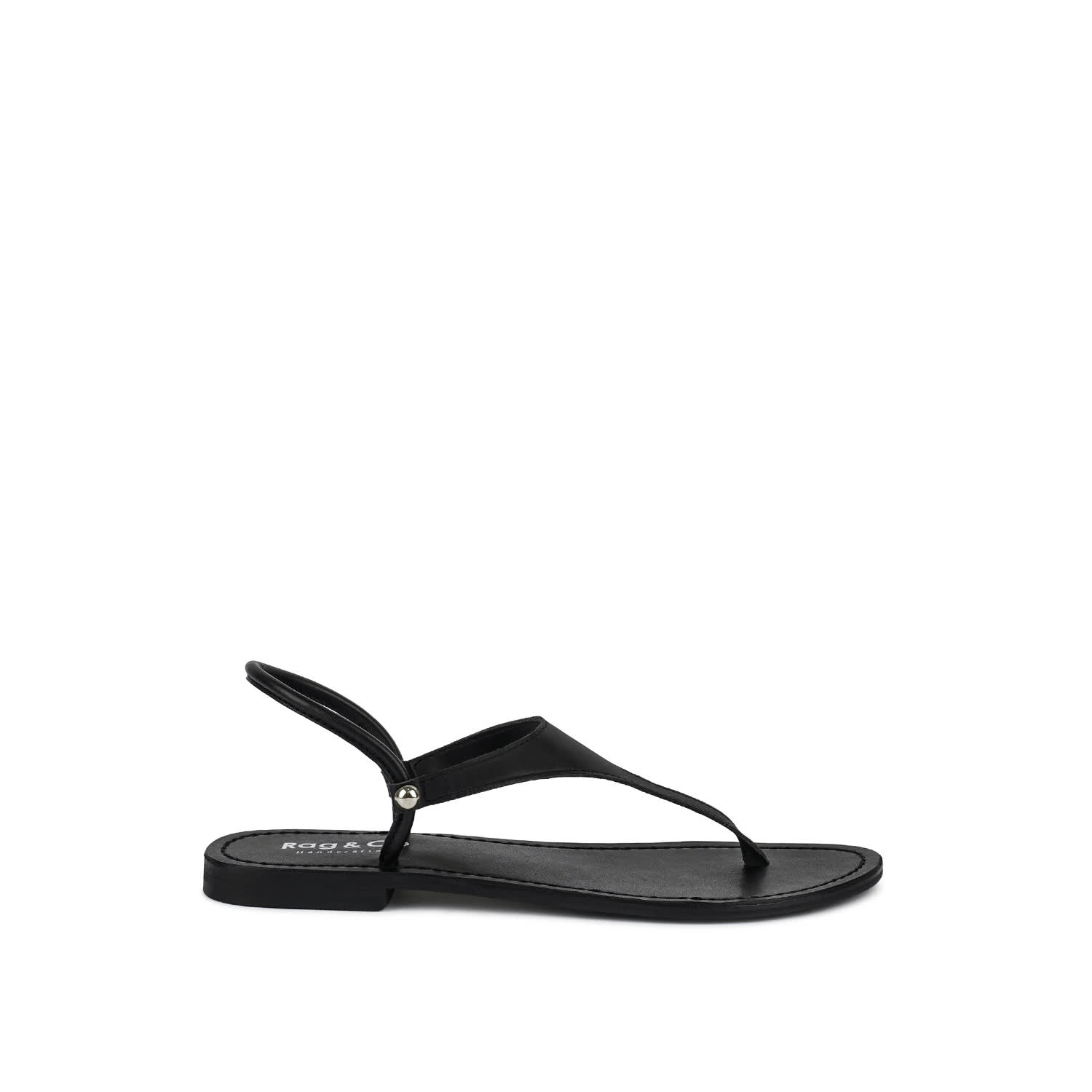 Rag & Co Women's Madeline Black Flat Thong Sandals By