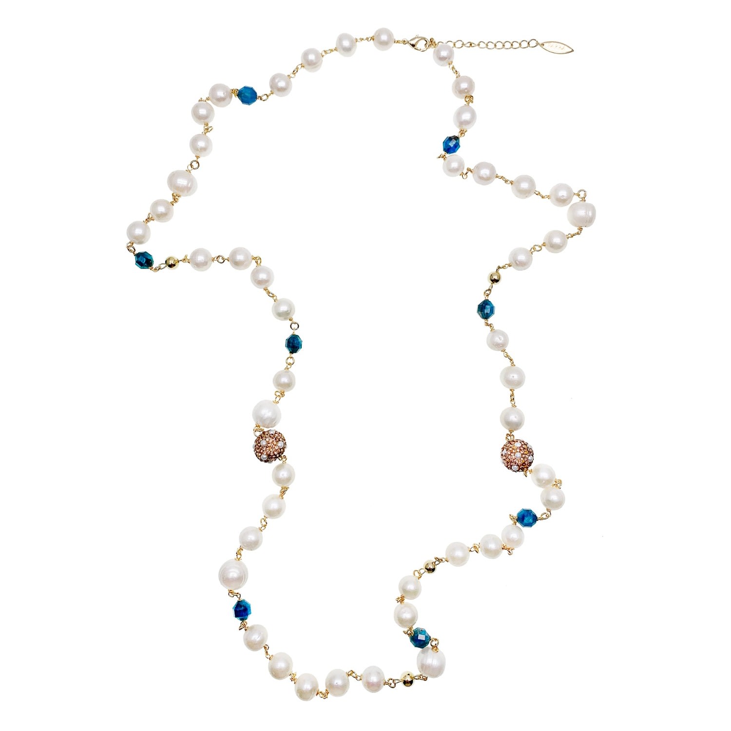 Women’s Green / White Freshwater Pearls With Natural Apatite Multi-Way Necklace Farra