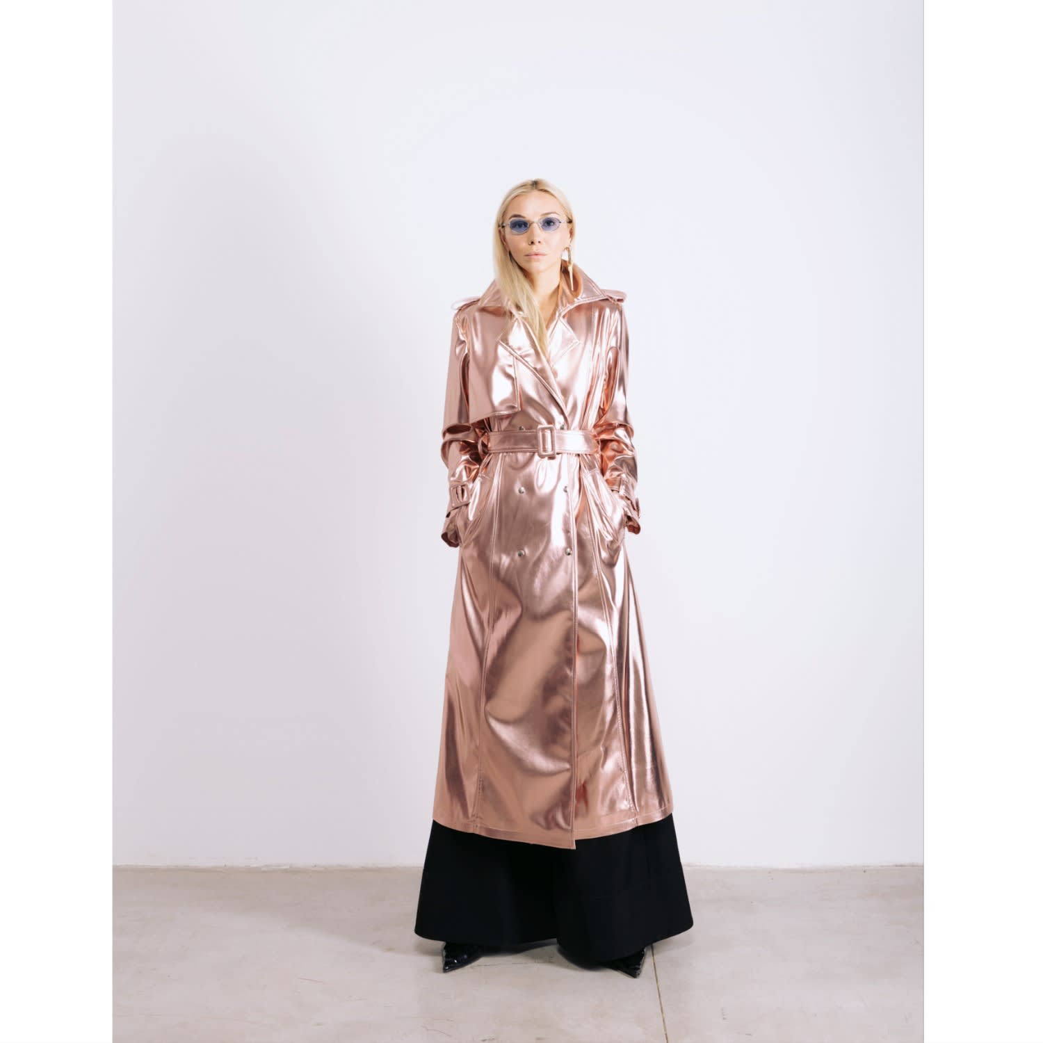 Faux Leather Midi Wrap Trench Rose Gold | Julia Allert | Wolf & Badger
