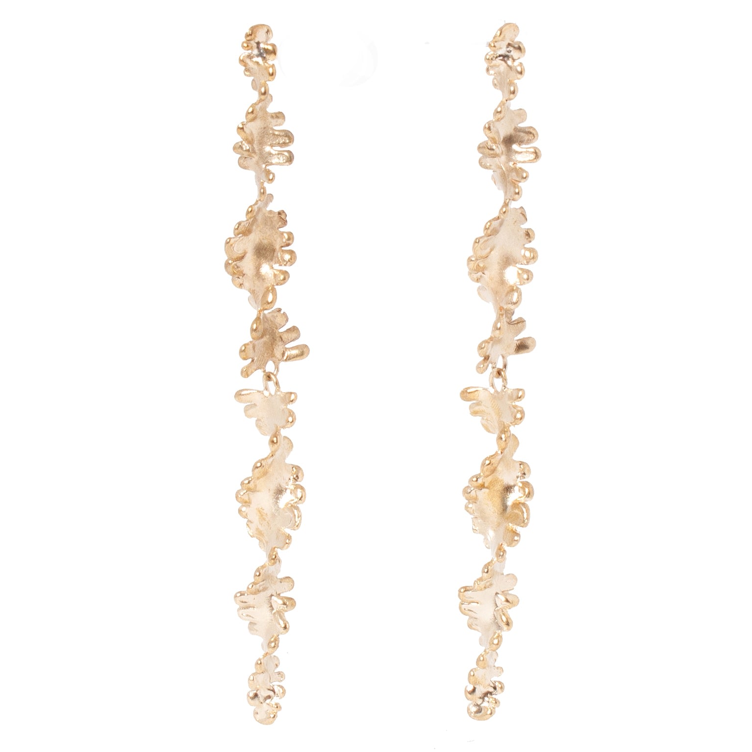 Castlecliff Women's Gold Viento Earrings – Long Sculptural Recycled Brass Statement Earrings With Brutalist Desi In Gold