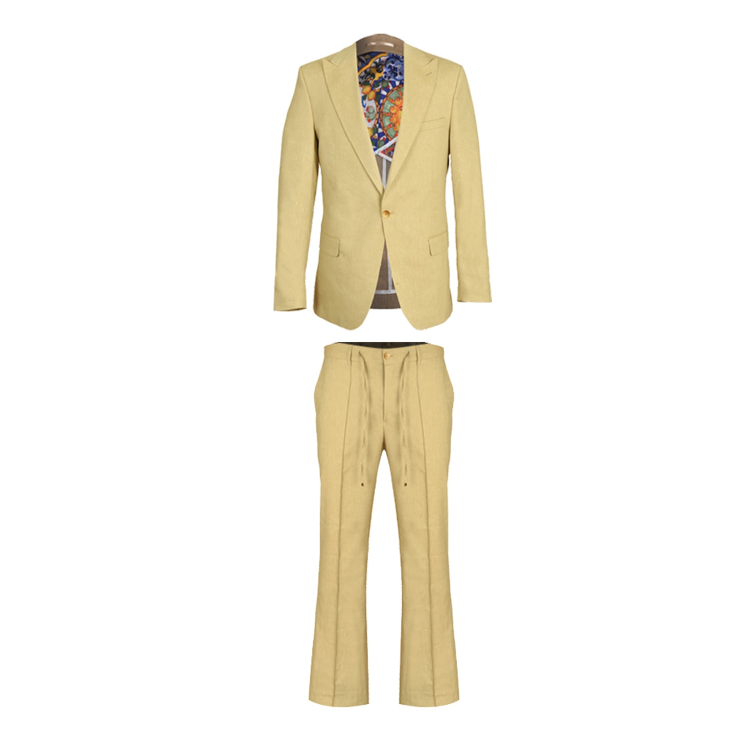 David Wej Men's Neutrals Hugo Linen Single Breasted Suit - Sand