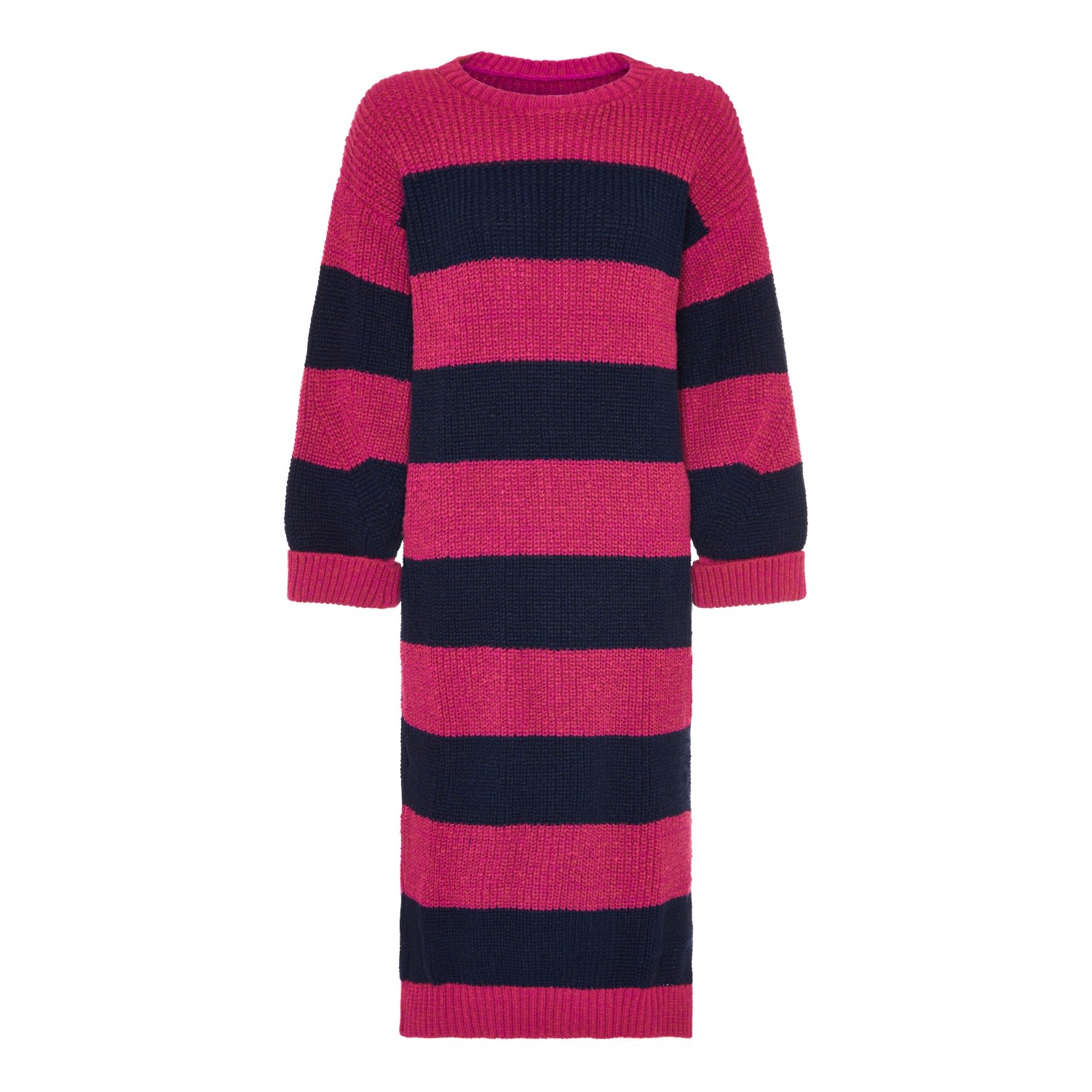 Women’s Blue Antonia Chunky Stripe Midi Knitted Dress - Navy Small Cara & the Sky