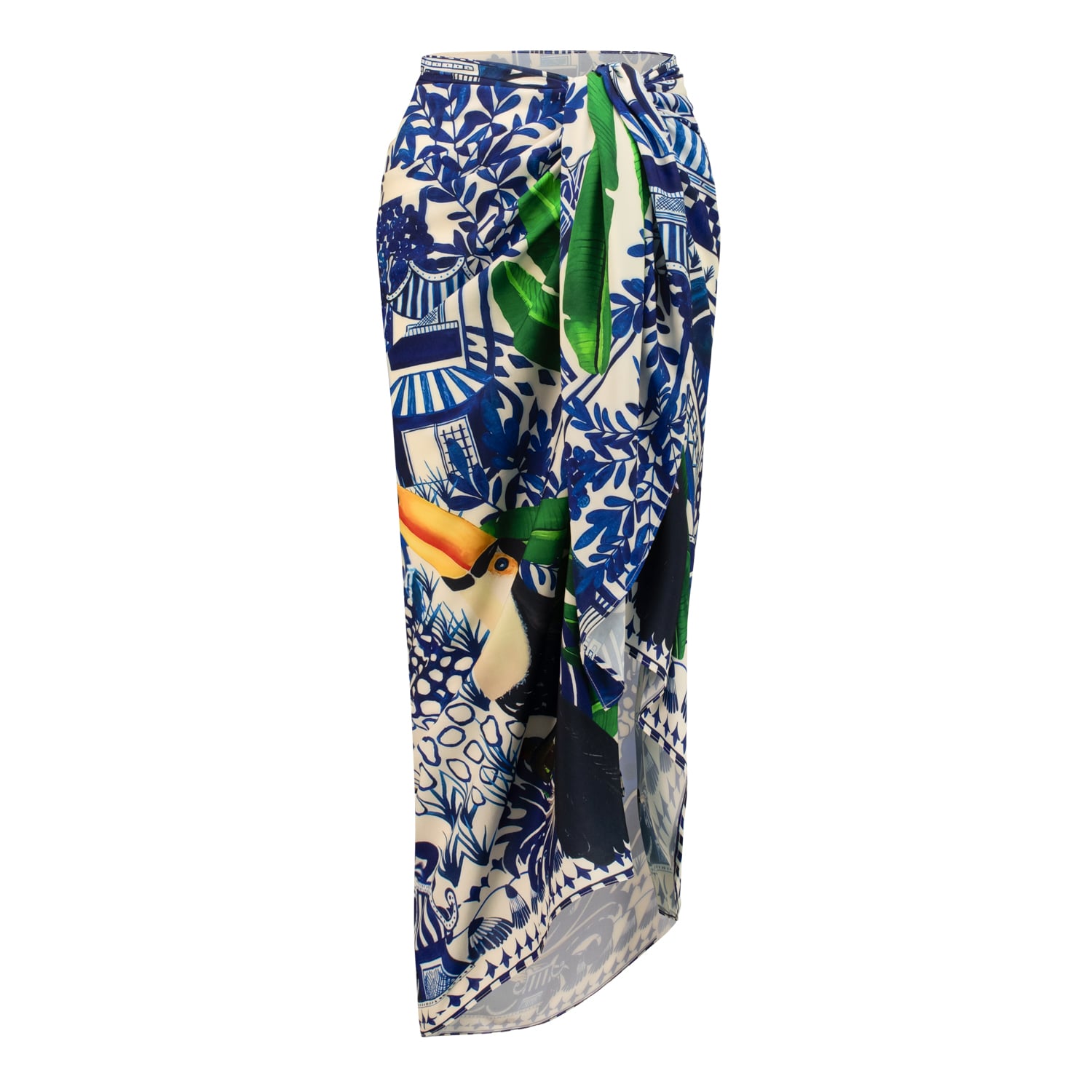 Dhara Sheth Dubai Women's Blue / Green / White Harmony Bird Print Sarong