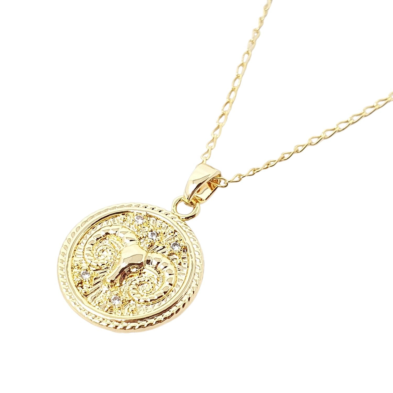 Women’s Aries Gold Plated Zodiac Astrology Pendant Charm Necklace Harfi