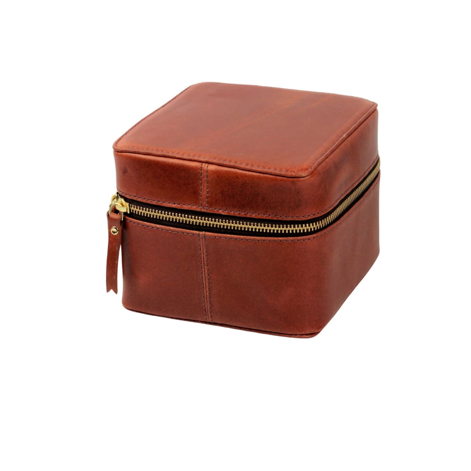 Vida Vida Brown Leather Tech Storage Box Tan